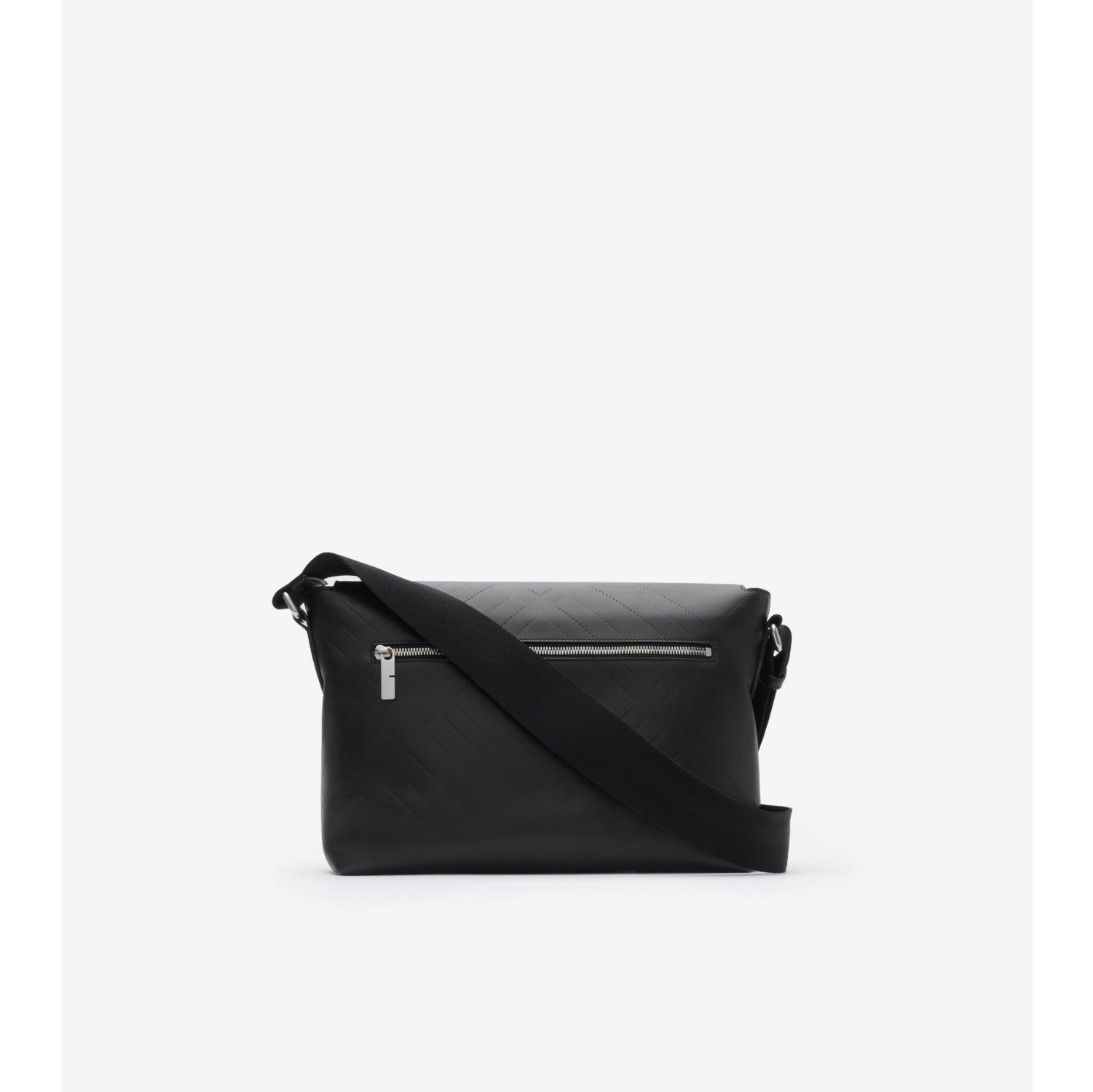Bolso messenger con hebillas y cuadros grabados