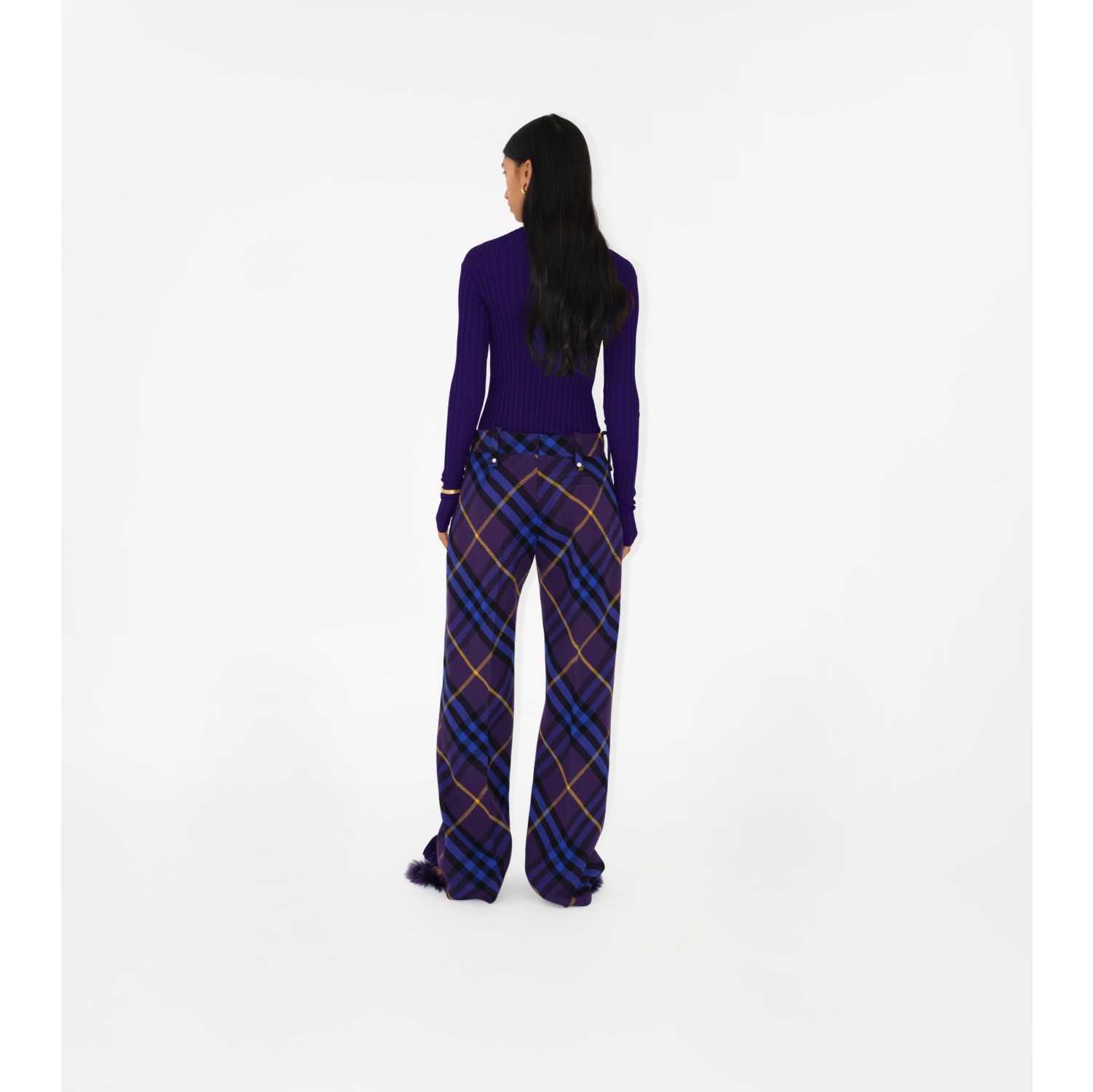 Check Wool Trousers in Ribbon - Women | Burberry® Official