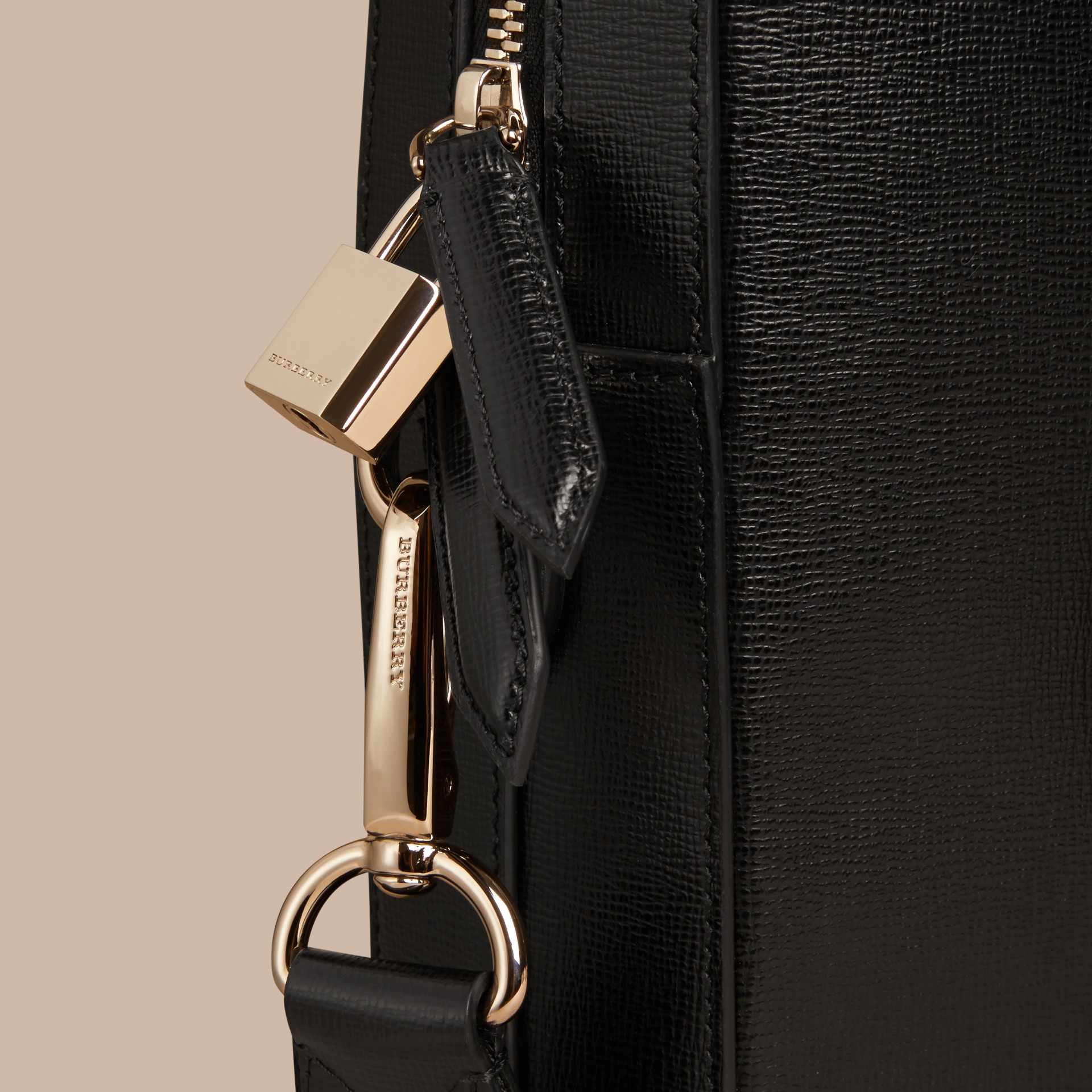 Medium London Leather Briefcase Black Burberry