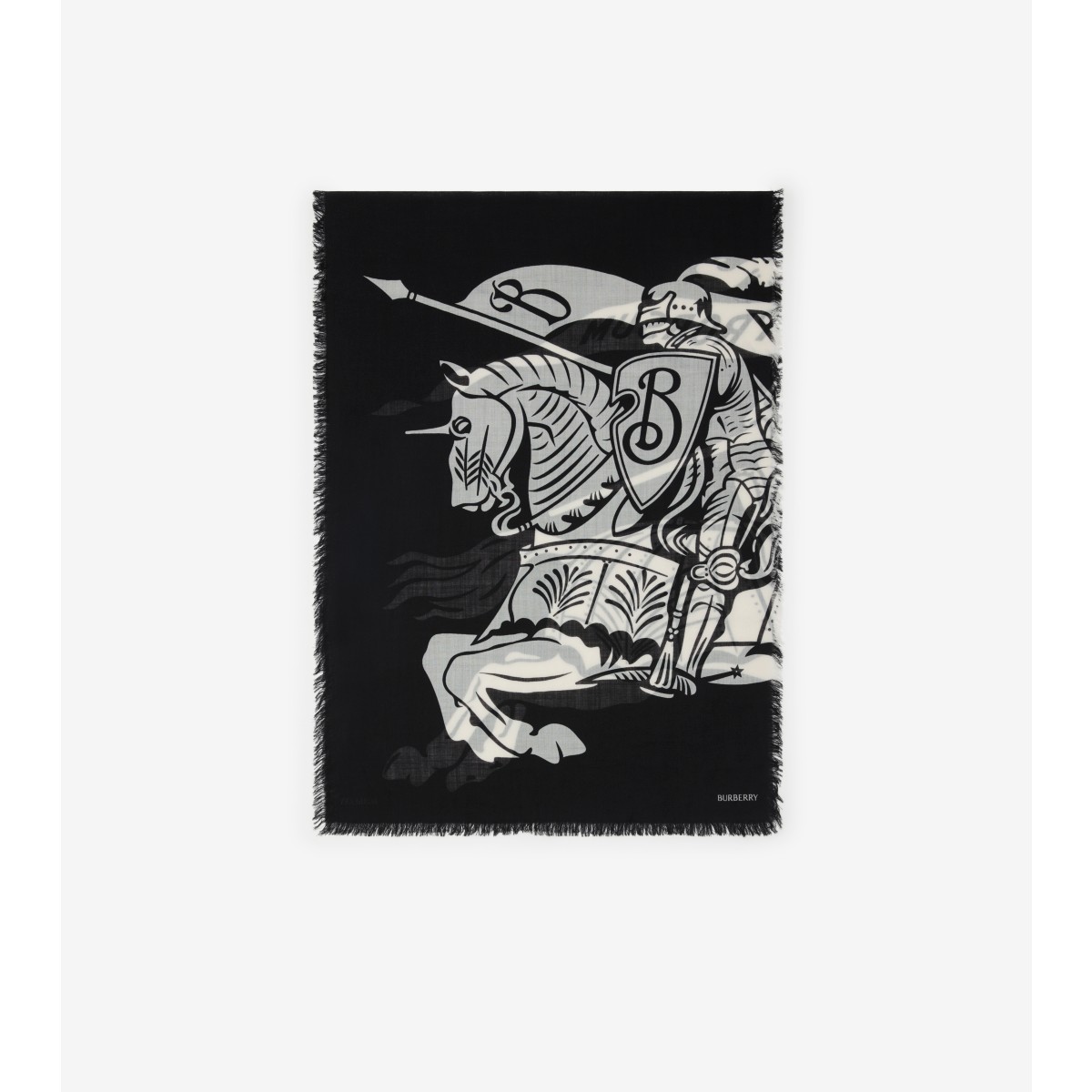 Burberry Wide Ekd Wool Scarf In Black/calico