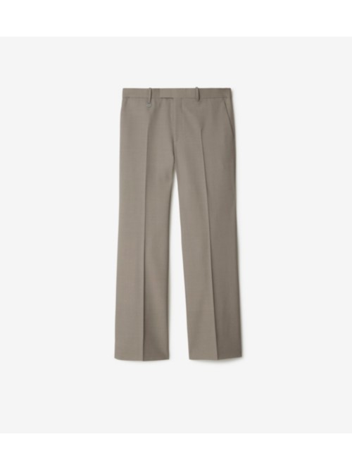 Shop Burberry Wool Tailored Trousers In Cliff