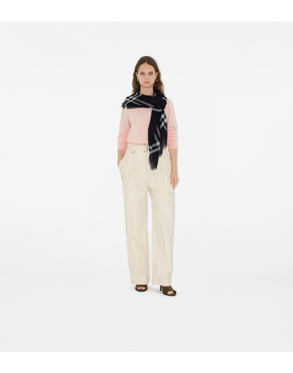 Wide Check Wool Scarf