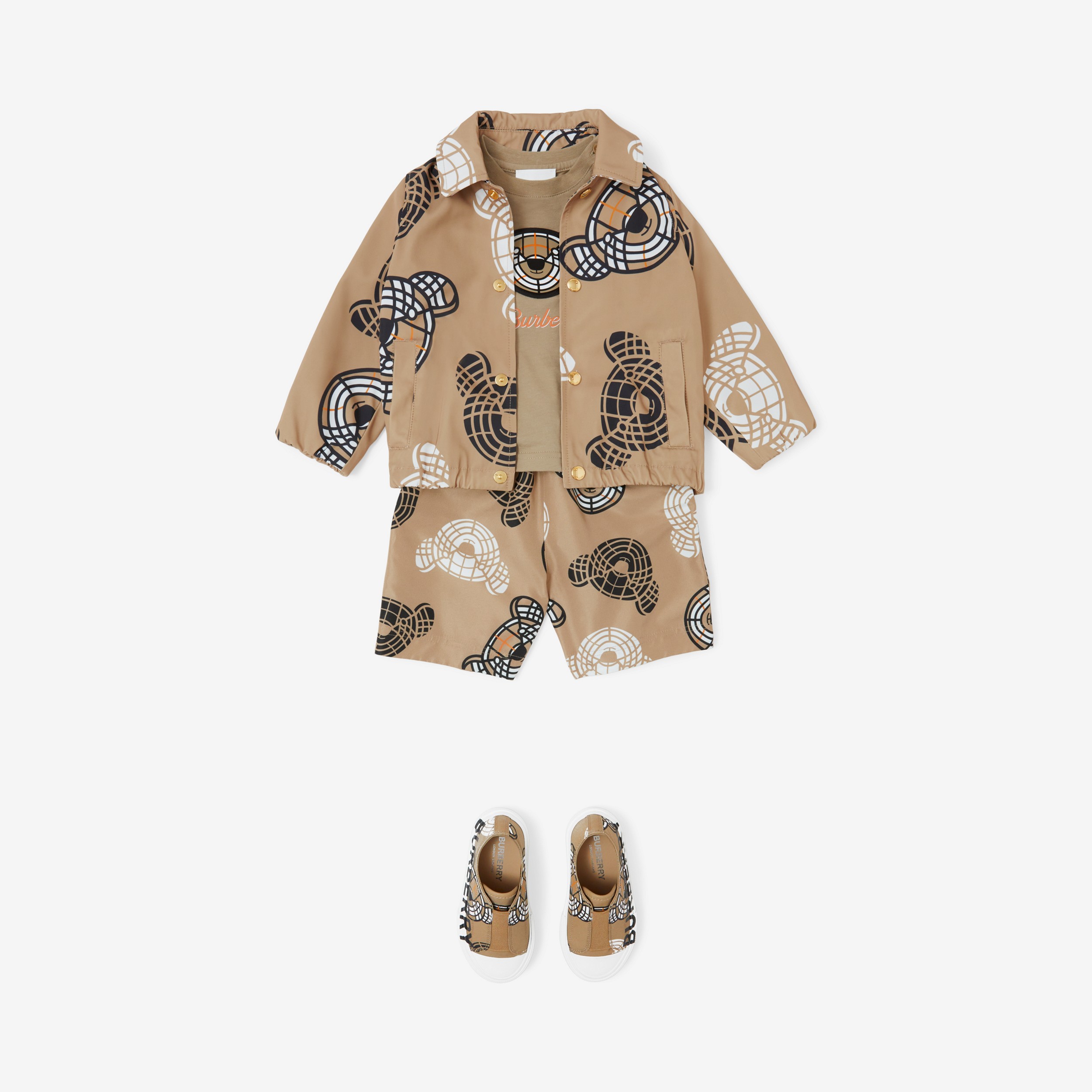 Thomas Bear Print Lightweight Jacket in Archive Beige - Children | Burberry® Official - 3