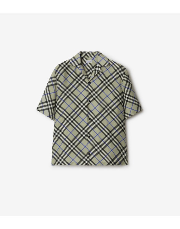 Camisa oversize de seda em Check