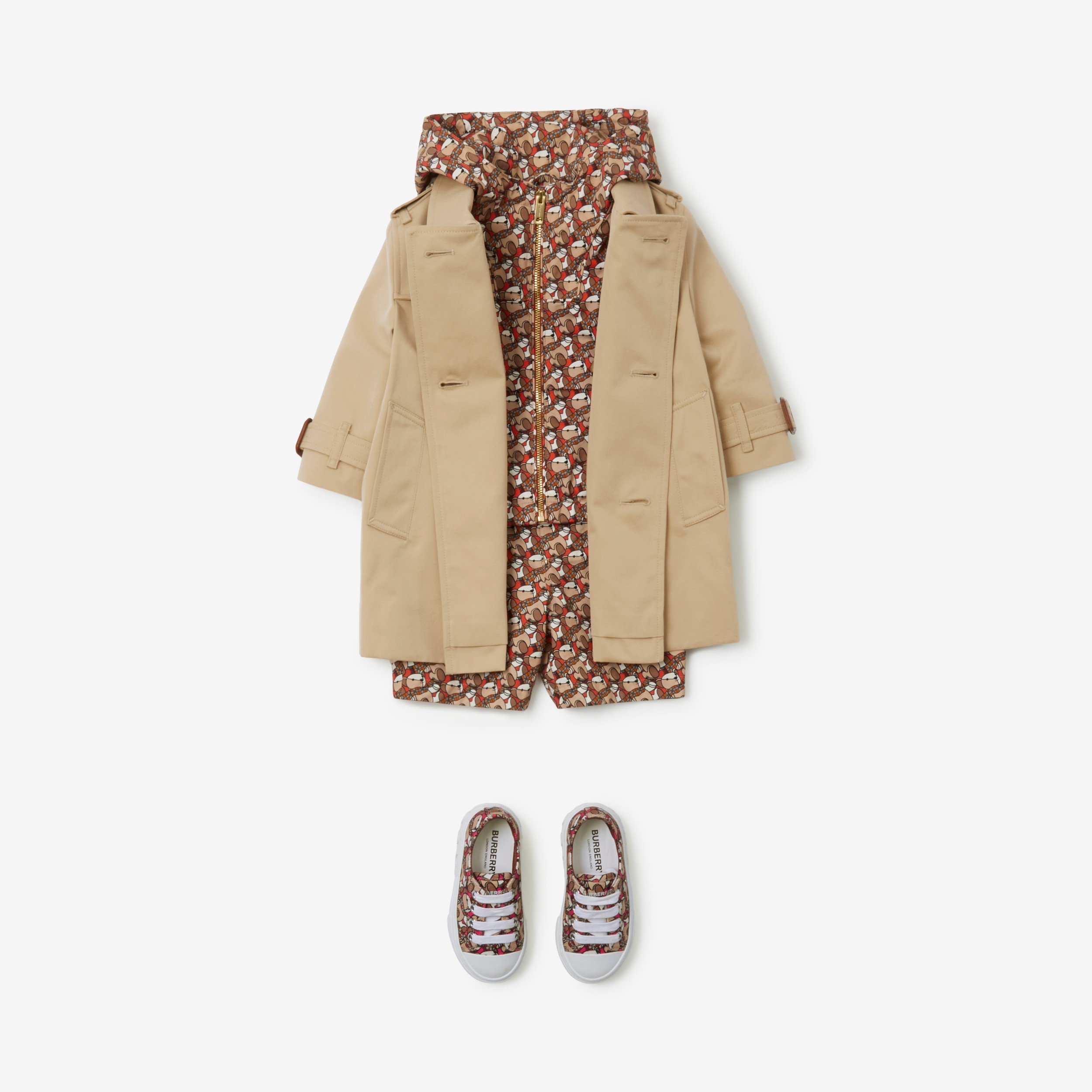 Cotton Gabardine Trench Coat in Honey - Children | Burberry® Official - 4