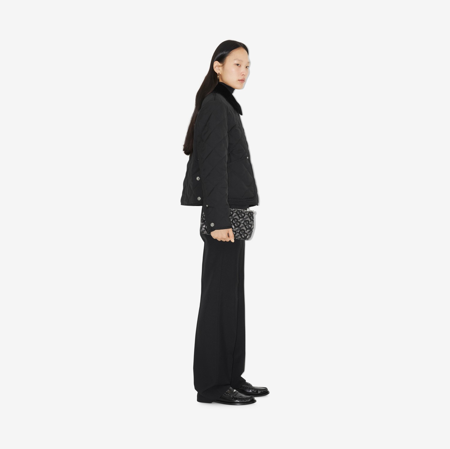 퀼팅 크롭 반 재킷 (블랙) - 여성 | Burberry®