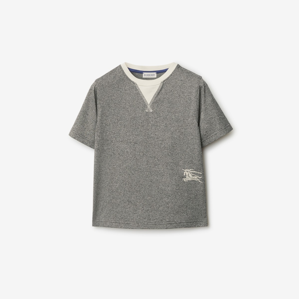 Shop Burberry Childrens Two-tone Cotton T-shirt In Charcoal Grey Melange