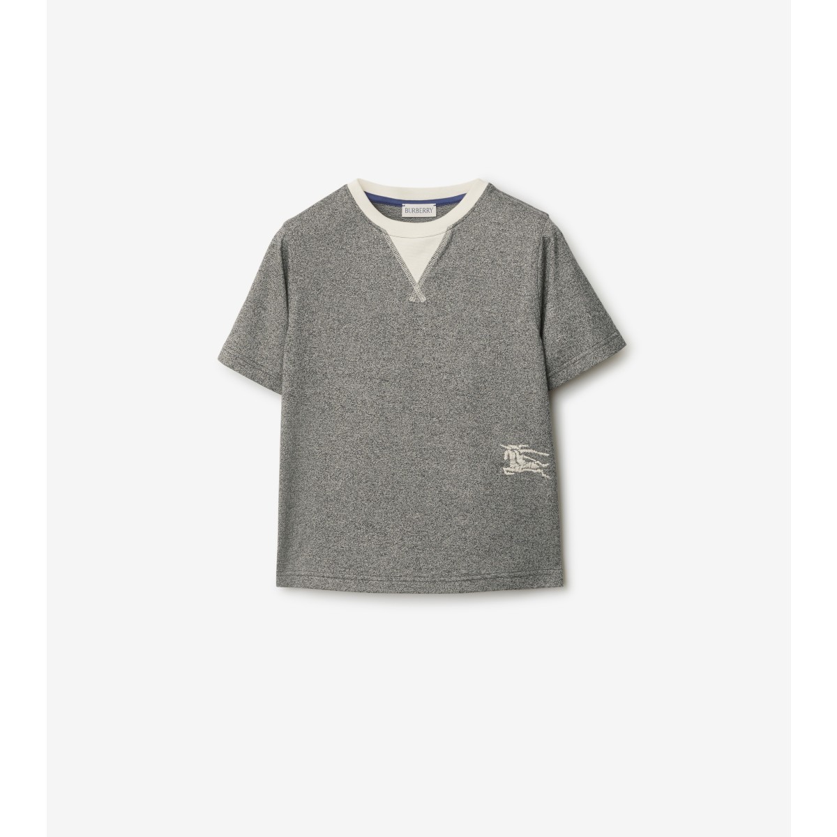 Shop Burberry Childrens Two-tone Cotton T-shirt In Charcoal Grey Melange