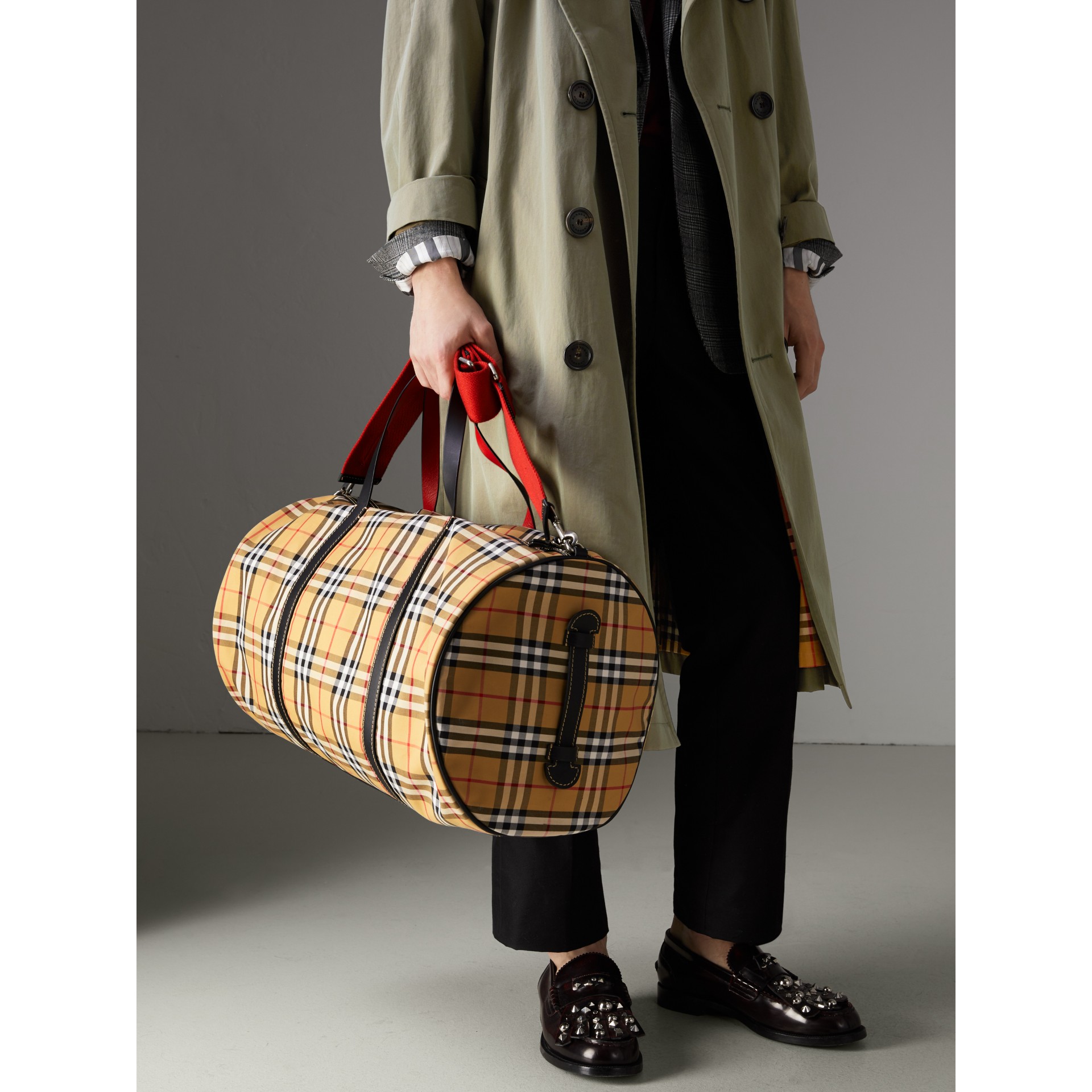 burberry 米色大號 kennedy 帆布行李袋