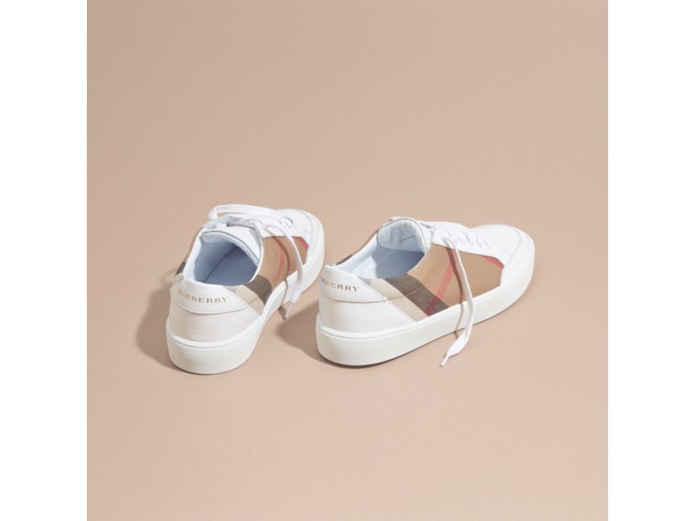 burberry salmond leather and cotton sneakers