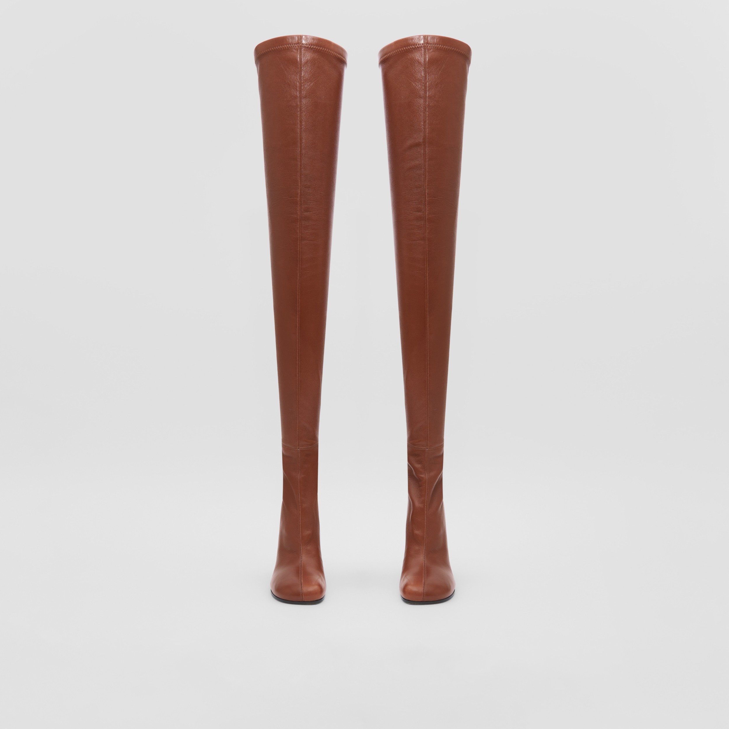 Leather Over-the-knee Sock Boots in Dark Birch Brown - Women | Burberry®  Official