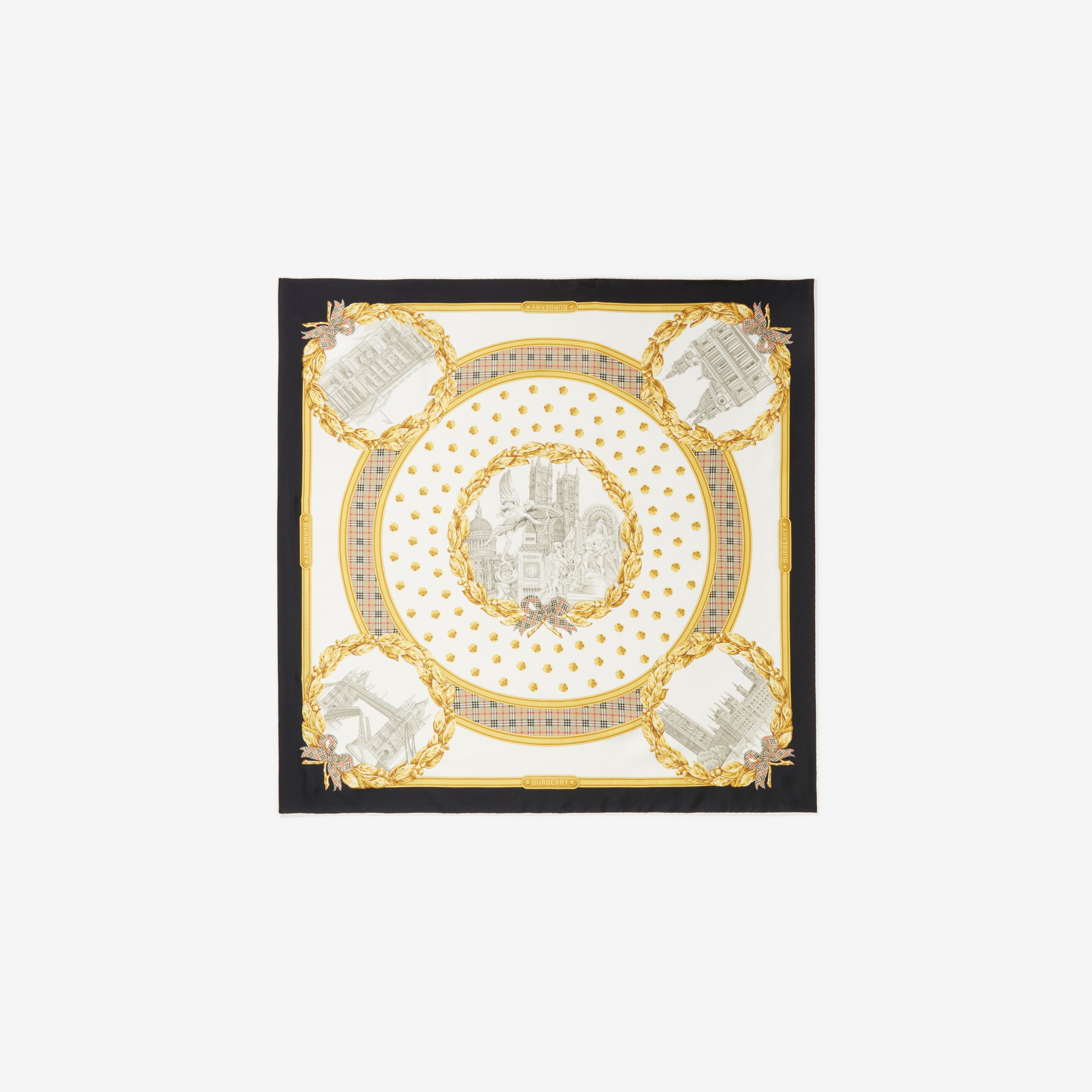 Monuments Print Silk Square Scarf in Black | Burberry® Official - 2