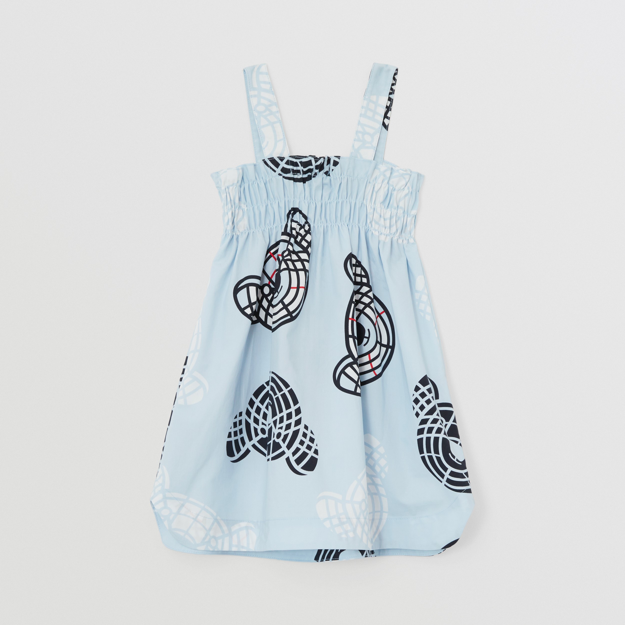 Thomas Bear Print Cotton Smock Dress in Pale Blue - Children | Burberry® Official - 4