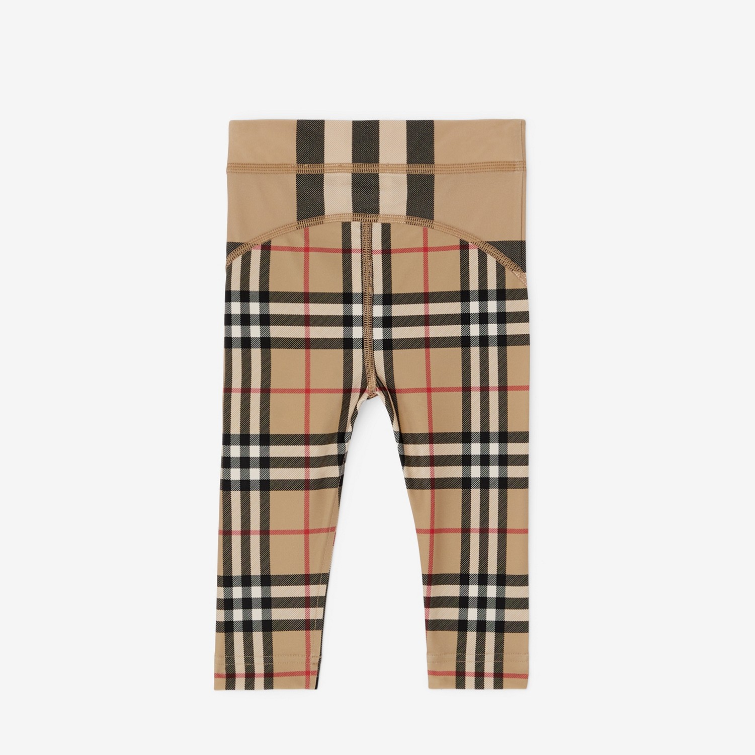 Contrast Check Stretch Nylon Leggings in Archive Beige - Children | Burberry® Official