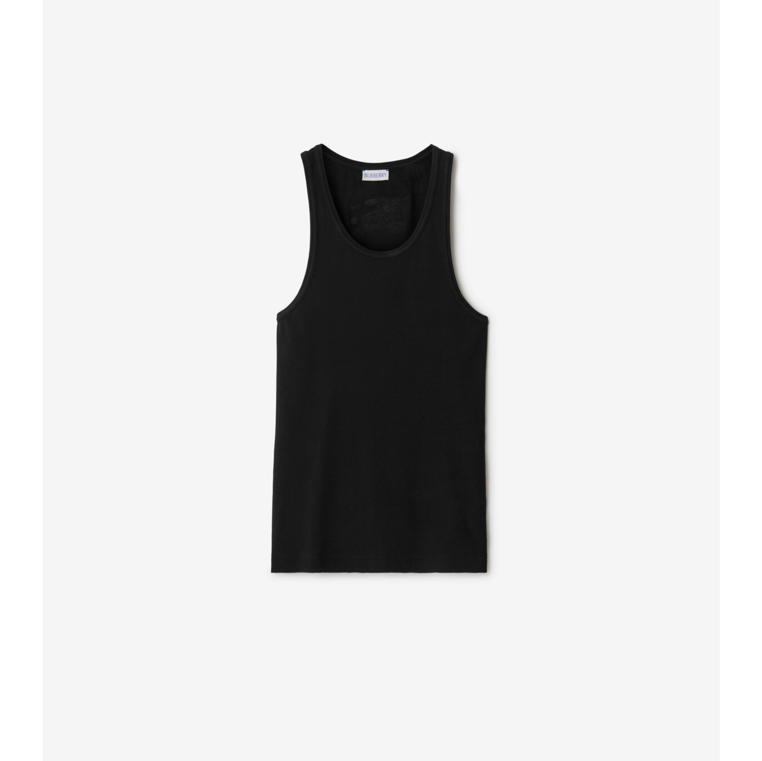 Stretch Cotton Tank Top in Black - Men