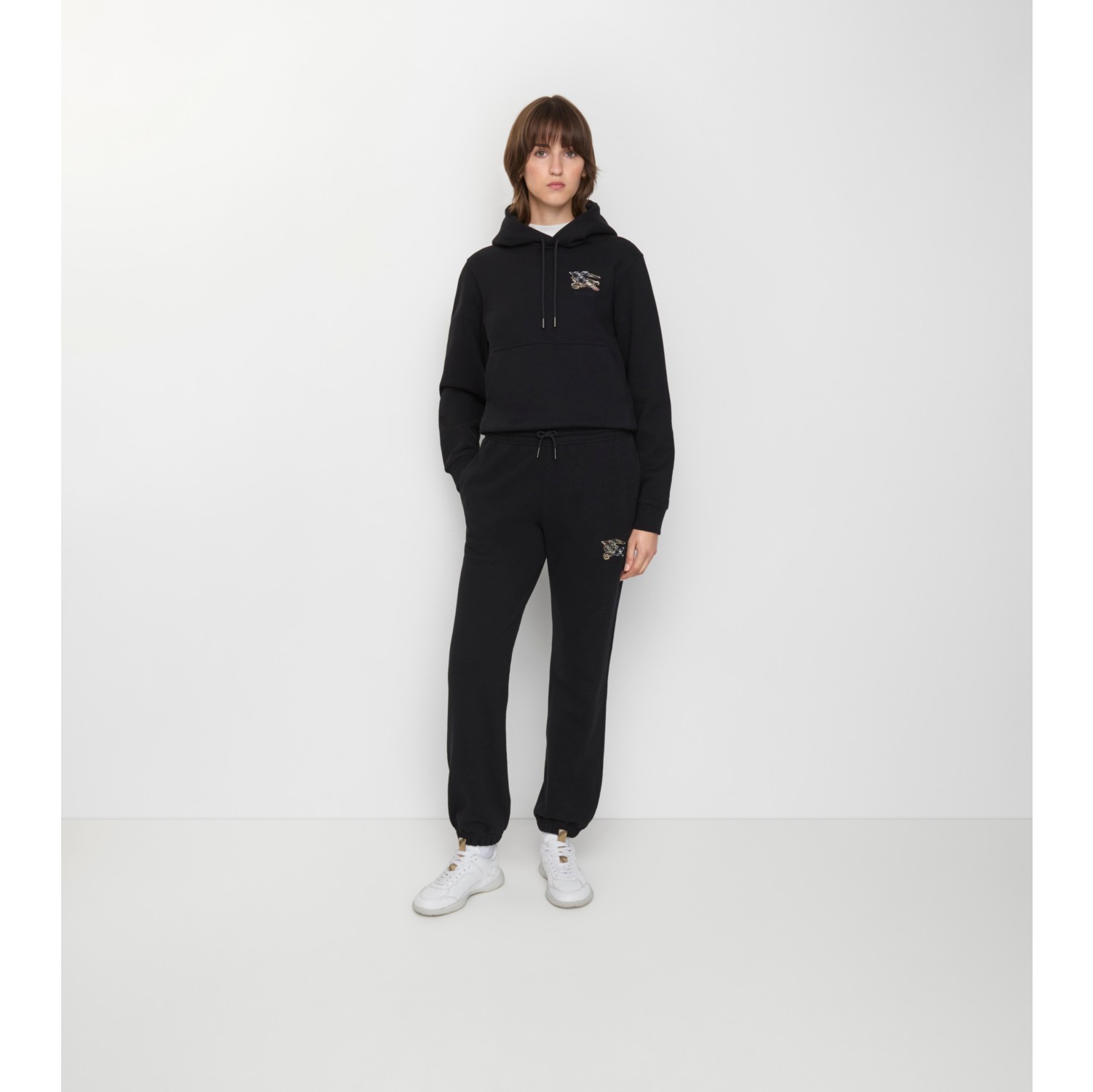 EKD Check Cotton Jogging Pants in Black - Women | Burberry® Official