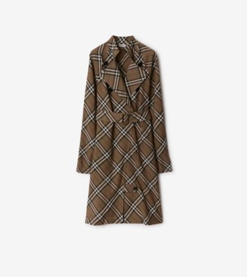 Check Silk Blend Trench Dress in Brush - Women, Linen, Technical | Burberry® Official