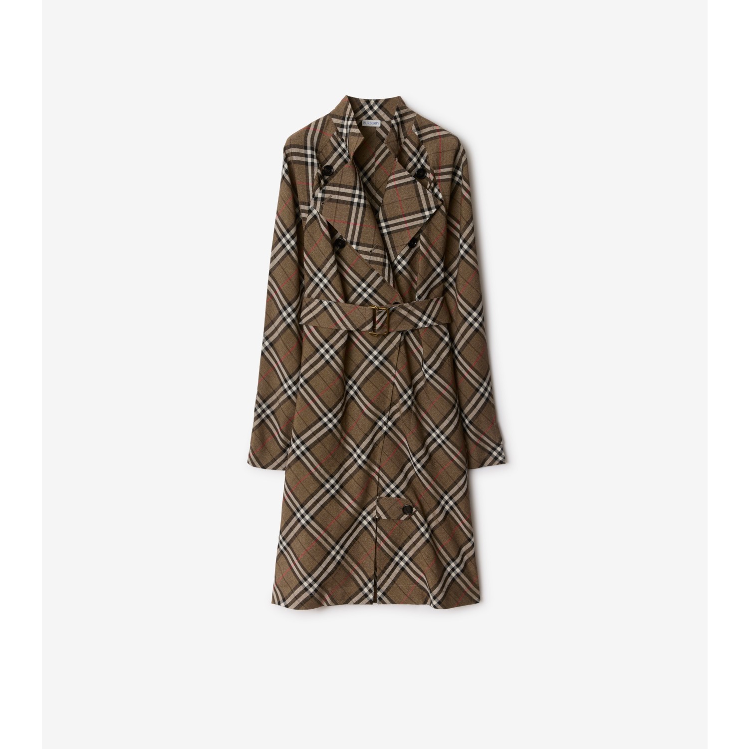 Check Silk Blend Trench Dress