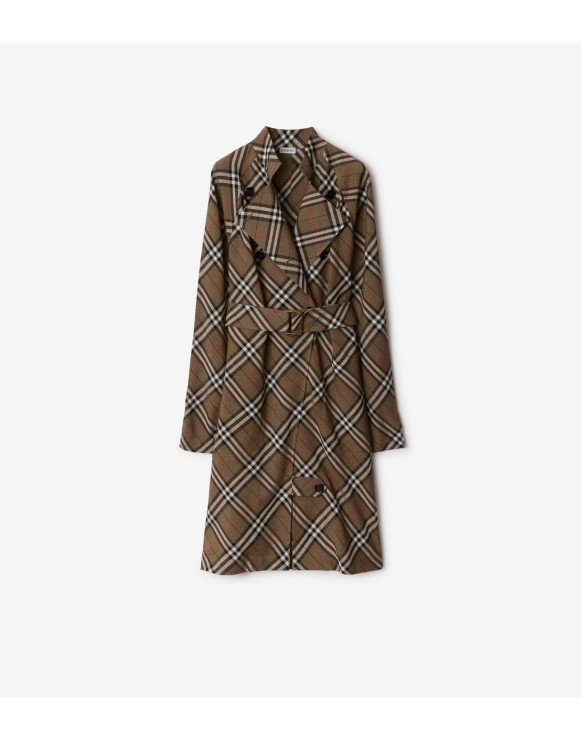 Vestido estilo trench coat en mezcla de seda Check