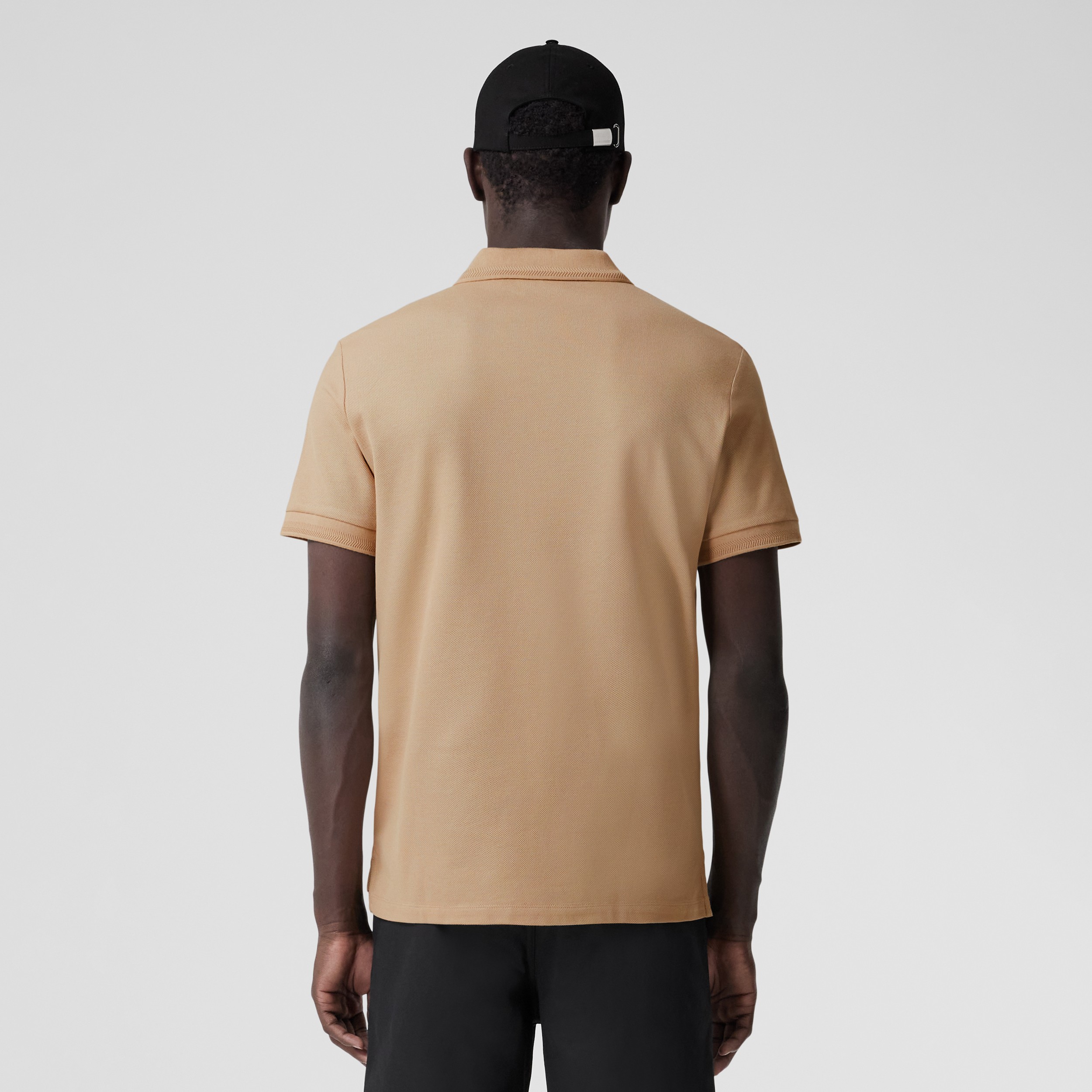 Monogram Motif Cotton Piqué Polo Shirt in Soft Fawn | Burberry® Official - 3