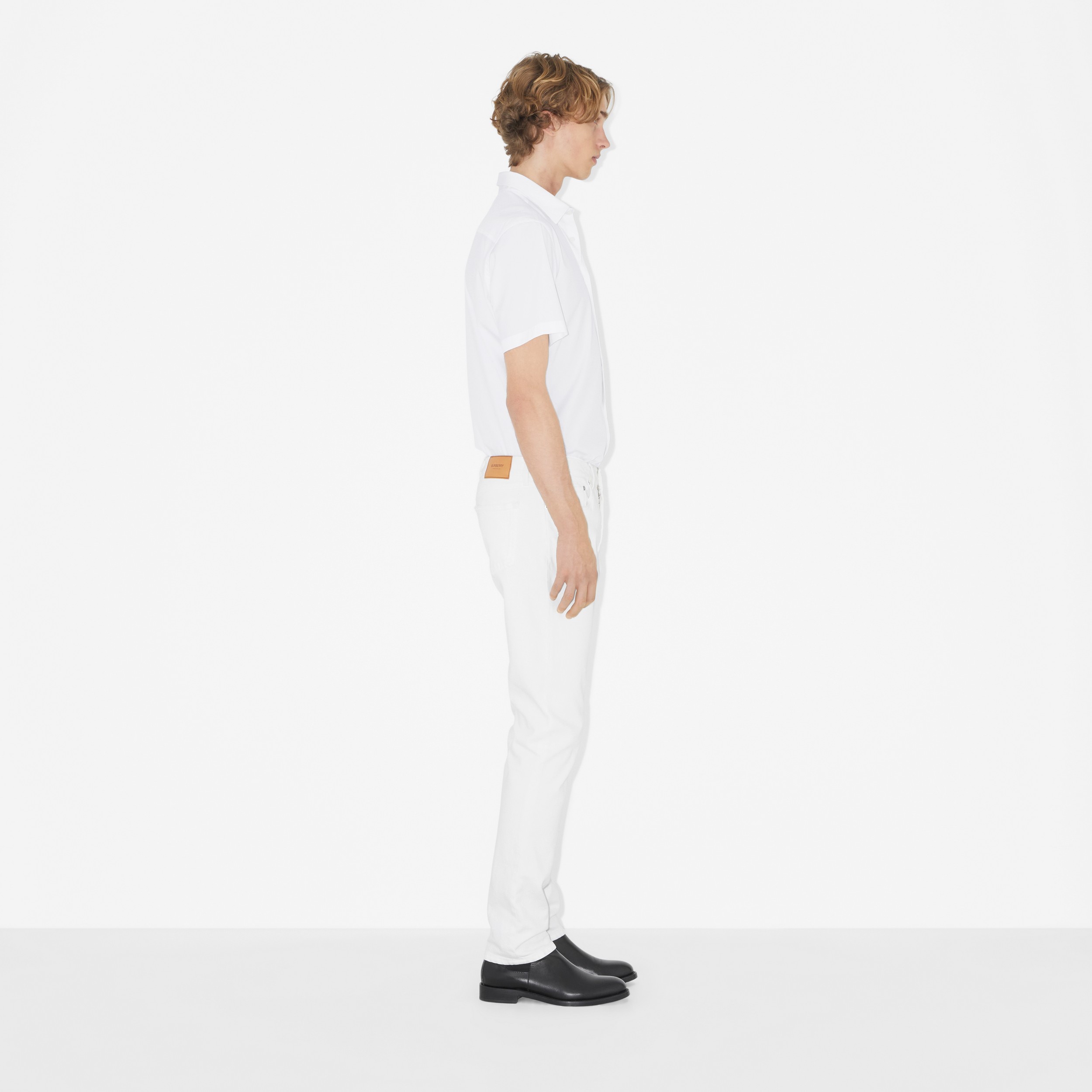 EKD Motif Stretch Cotton Shirt in White - Men | Burberry® Official - 3