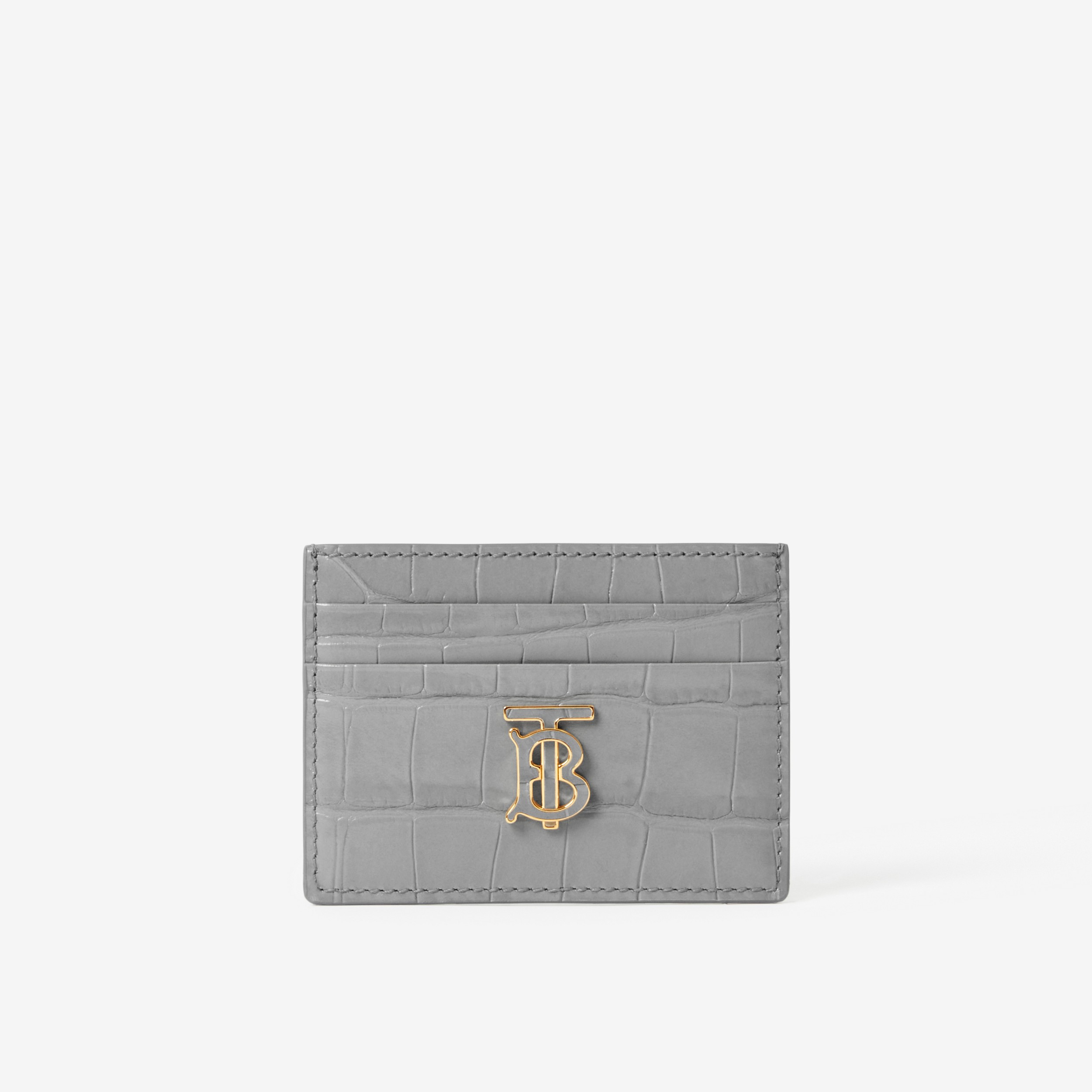 Embossed Leather TB Card Case in Cloud Grey - Women | Burberry® Official - 1
