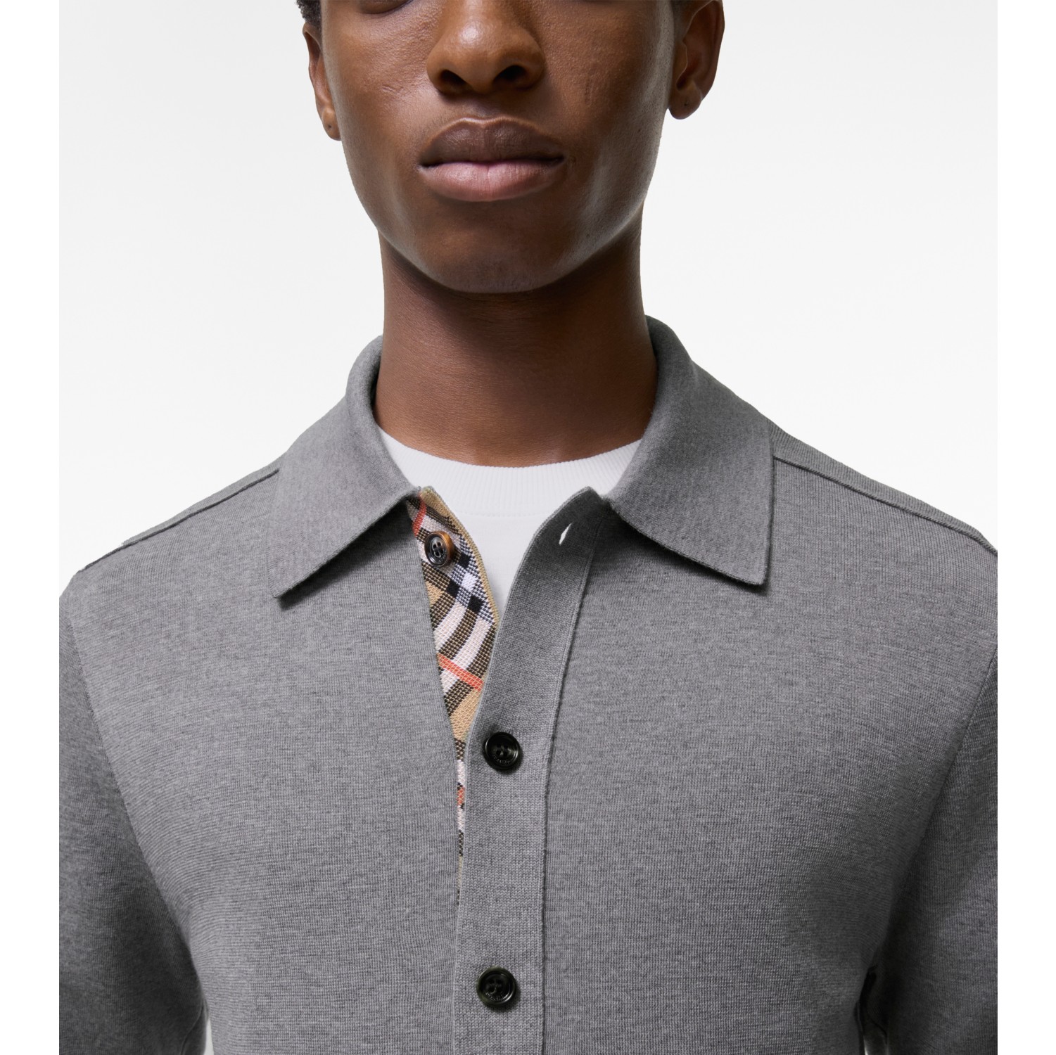 Check Trim Wool Cardigan in Grey - Men | Burberry® Official