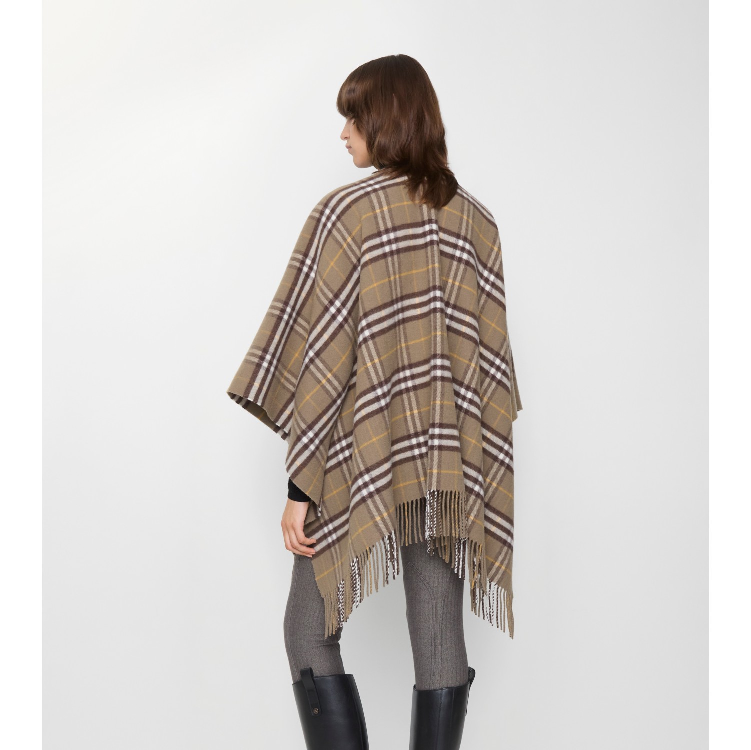 Check Wool Cashmere Cape