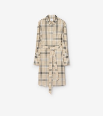 【BURBERRY】Check Cotton Relaxed Dress/関税+全国送料込み Burberry Check cotton shirt dress in beige - Burberry