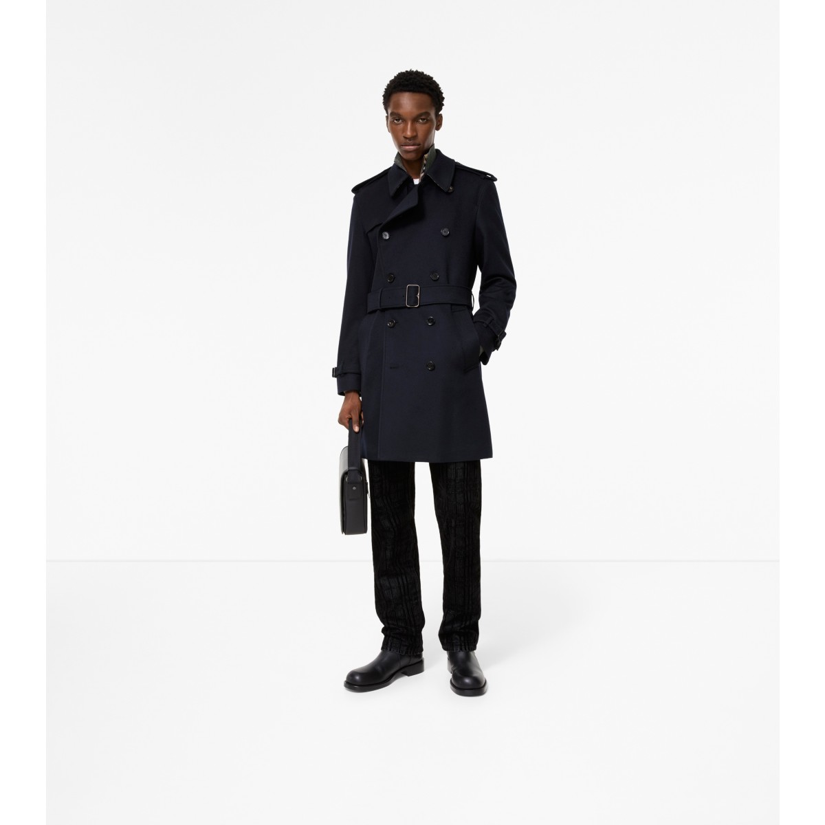  Check Mid-length Cashmere Hastings Trench Coat