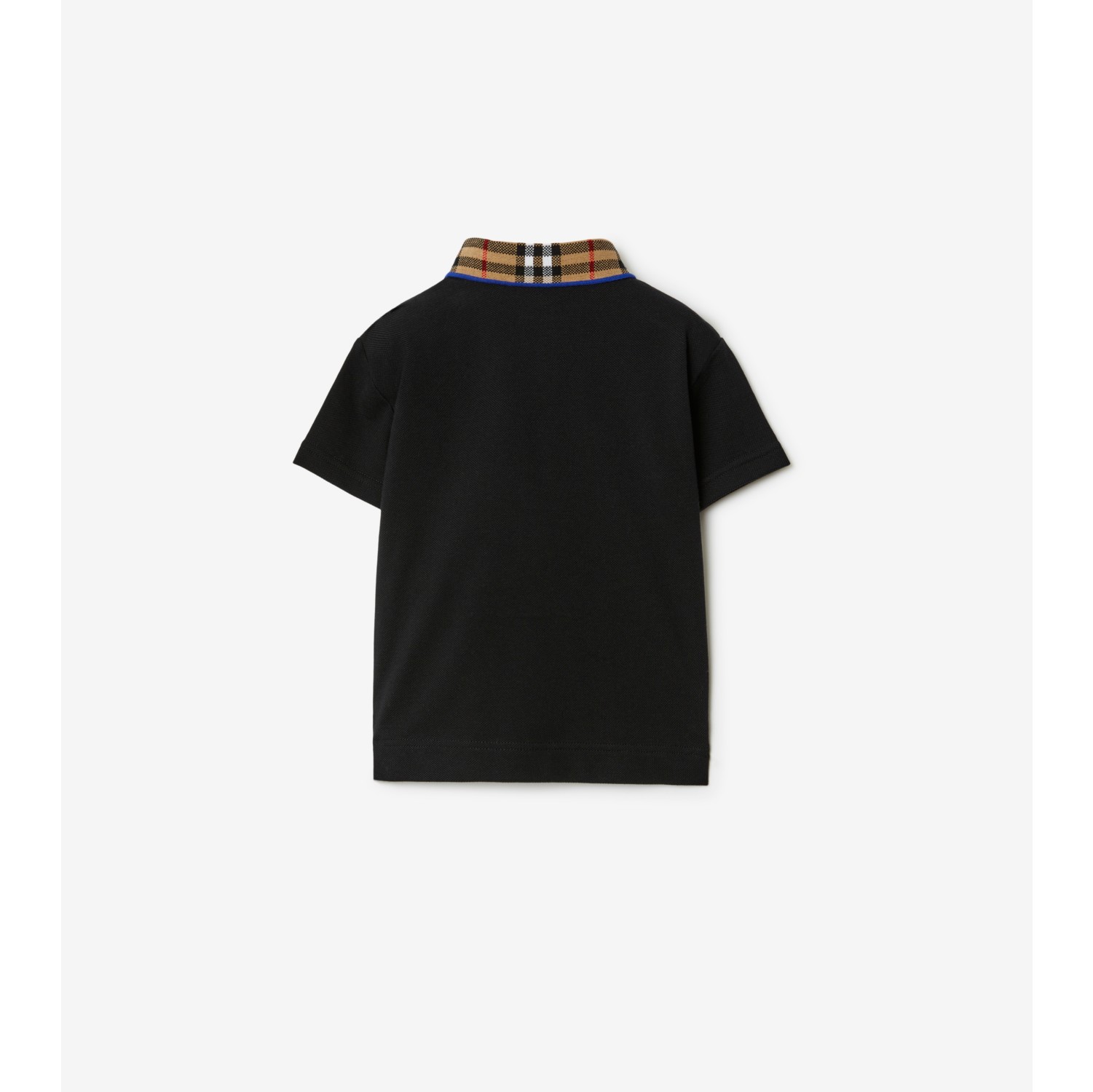 Check Collar Cotton Polo Shirt in Black | Burberry® Official