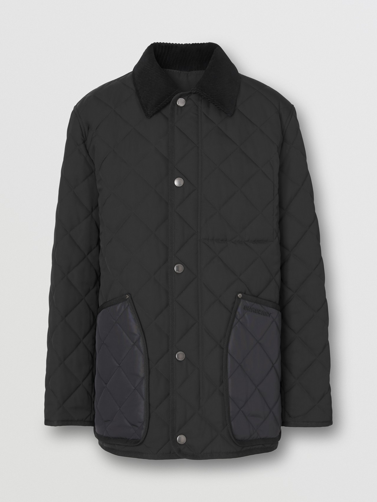 Стеганая куртка в стиле рабочей одежды с вельветовым воротником in Черный