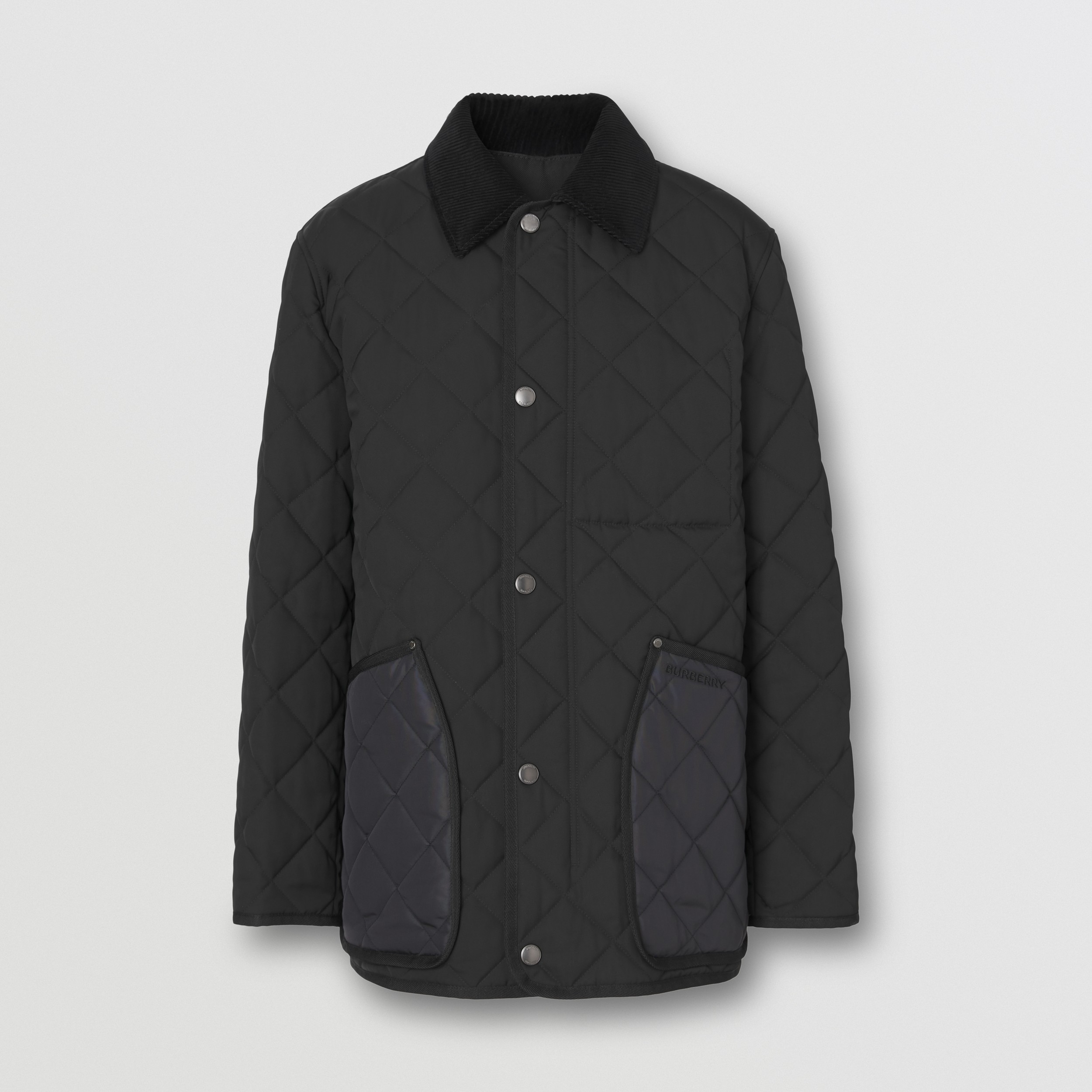 Corduroy Collar Diamond Quilted Barn Jacket in Black - Men | Burberry® Official - 4