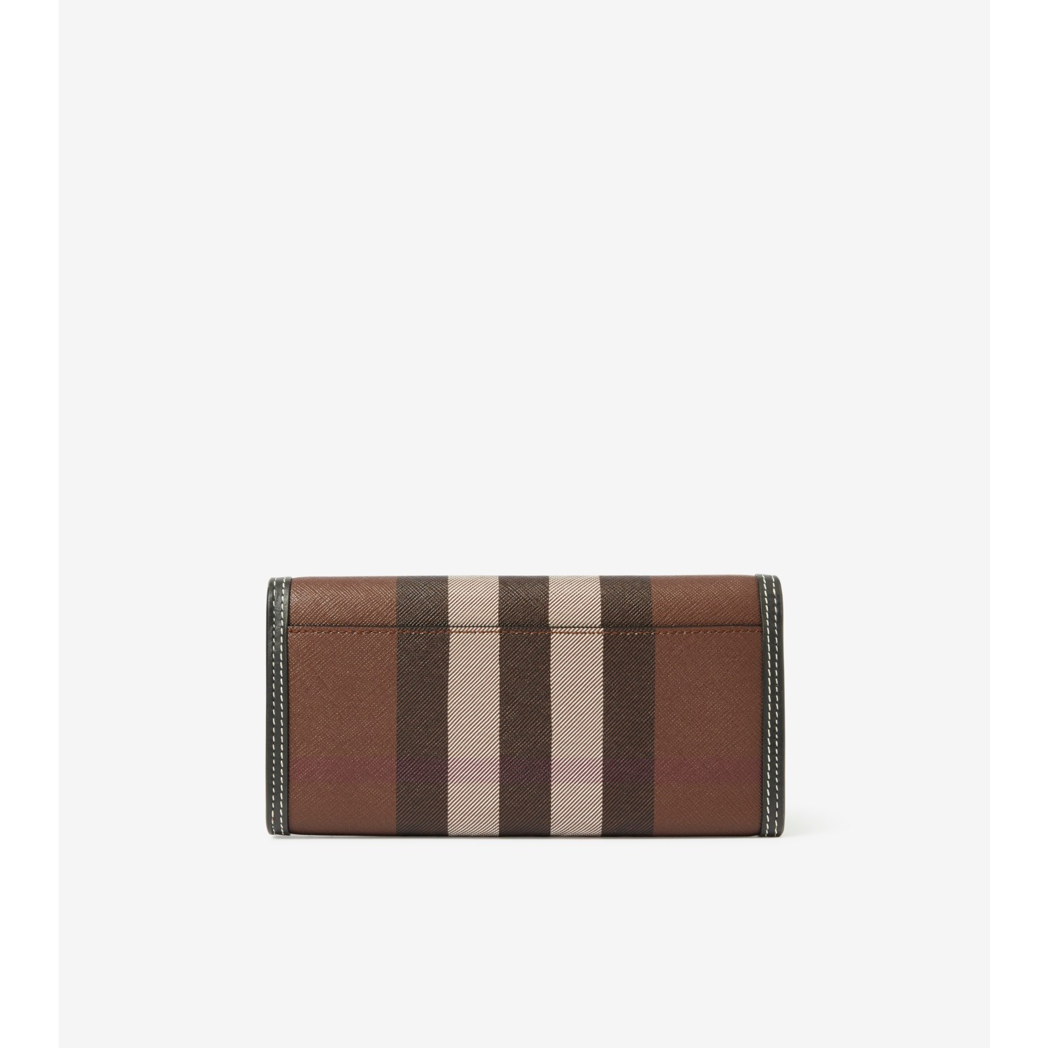 Check and Leather Continental Wallet in Dark Birch Brown - Women |  Burberry® Official