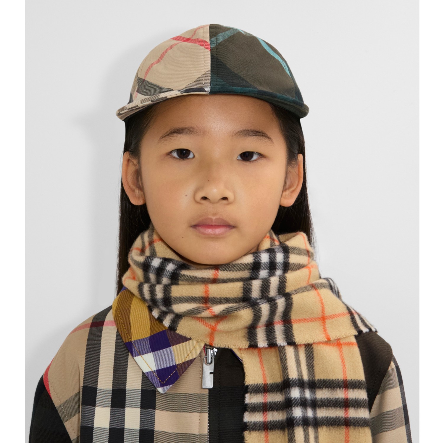 Contrast Check Cotton Baseball Cap