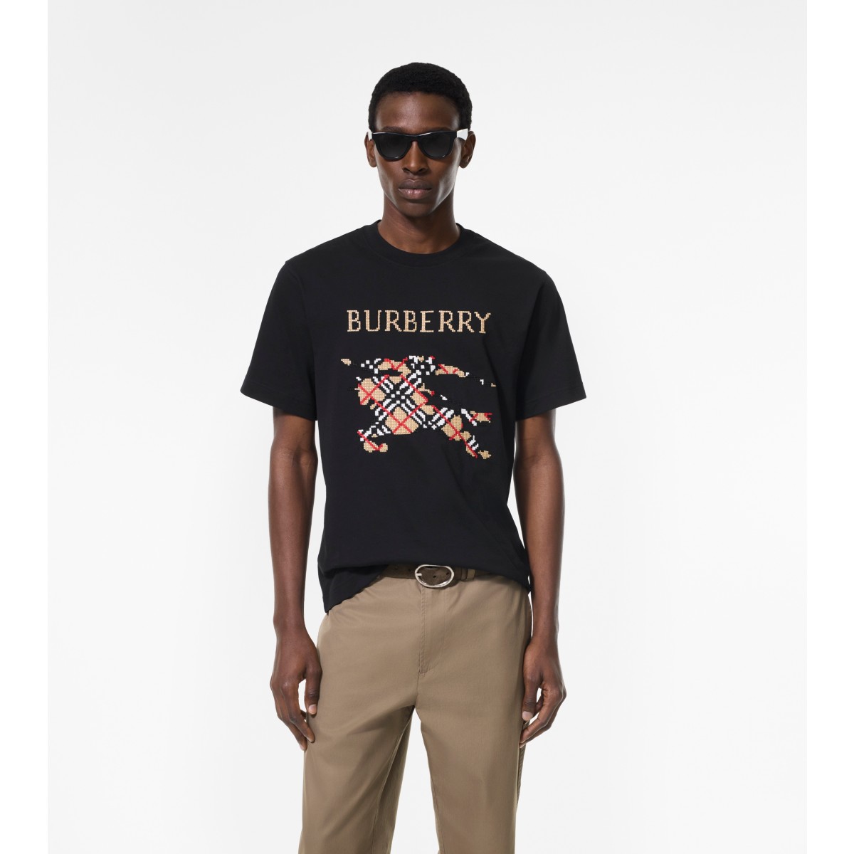  Check Cross Stitch Knight Cotton T-shirt
