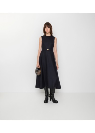 Belted Check Wool Dress