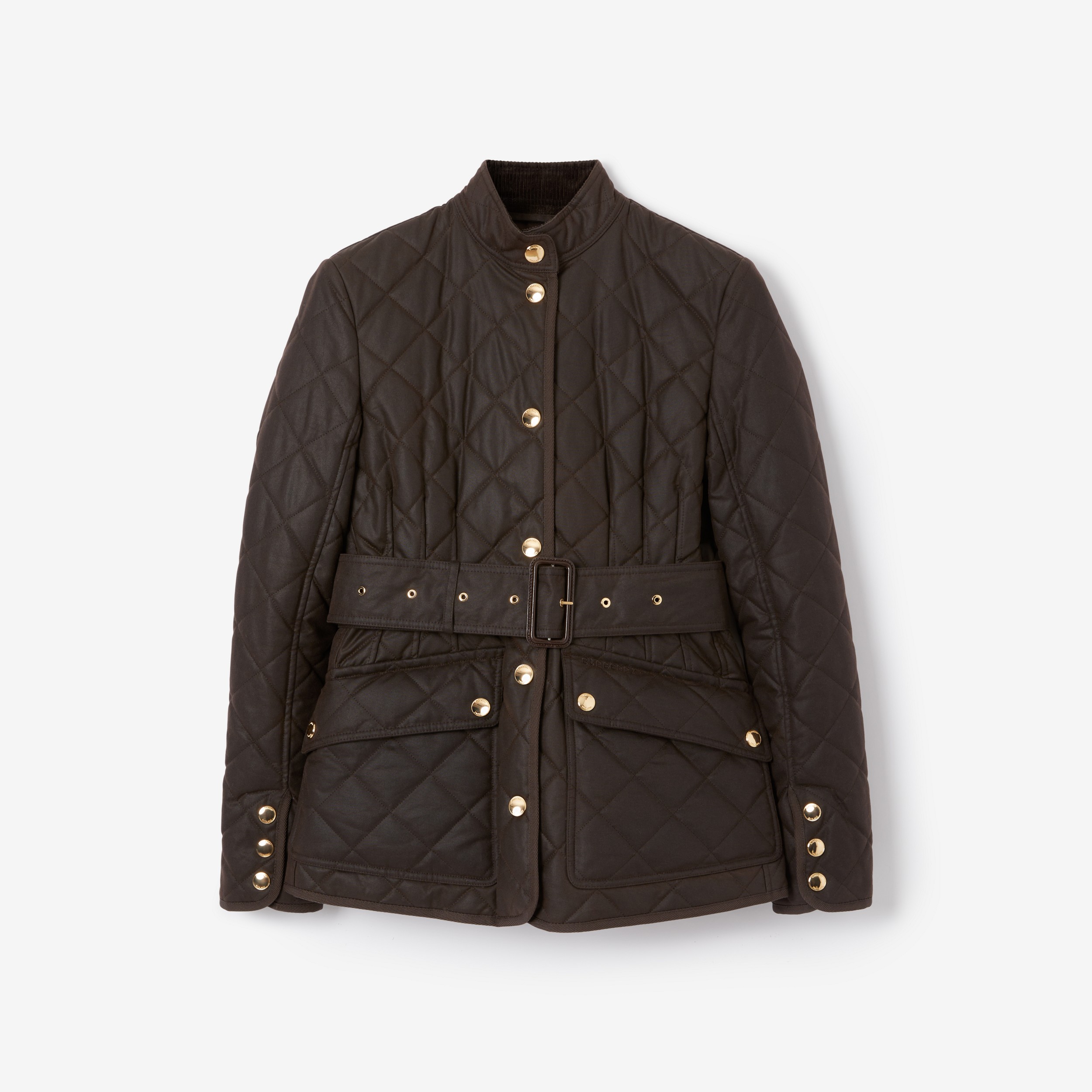 Diamond Quilted Waxed Cotton Jacket in Dark Brown - Women | Burberry® Official - 1