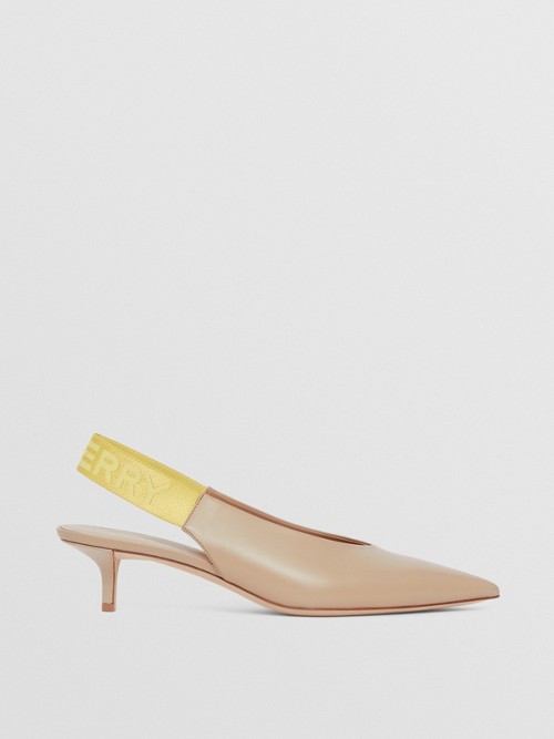 Burberry Malindar Leather Slingback Pointed Toe Pump In Soft Fawn