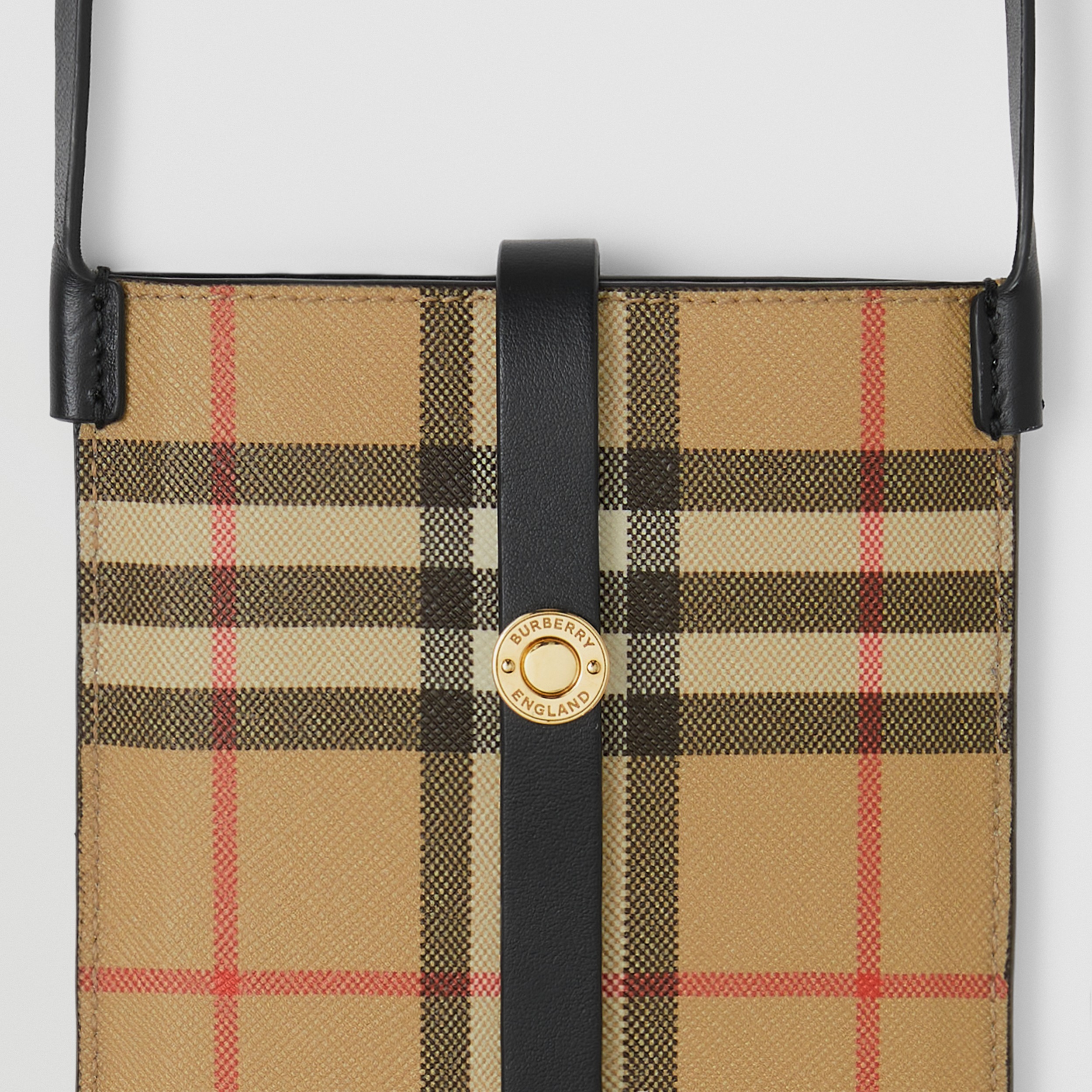 Burberry Cotton Anne Vintage-check Iphone Case With Strap in a.Beige/Black Natural Womens Accessories Phone cases 