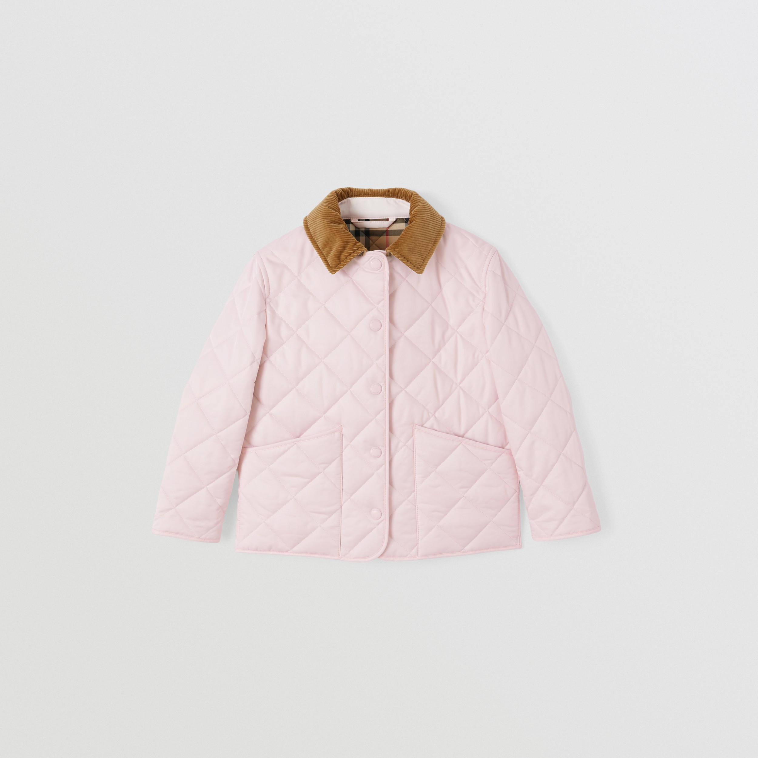Corduroy Collar Diamond Quilted Jacket in Alabaster Pink | Burberry® Official - 1