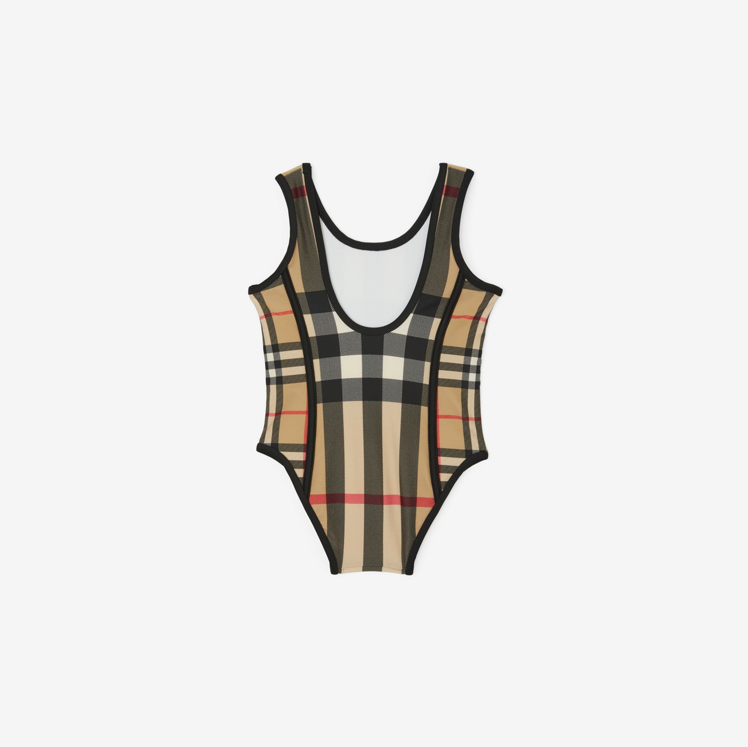 Contrast Check Stretch Nylon Swimsuit