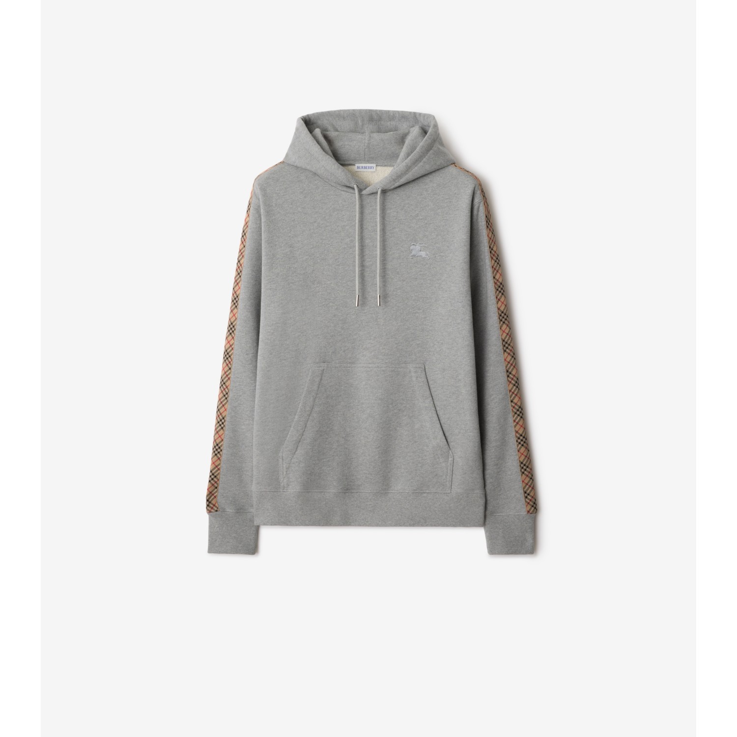 Check Trim Cotton Hoodie