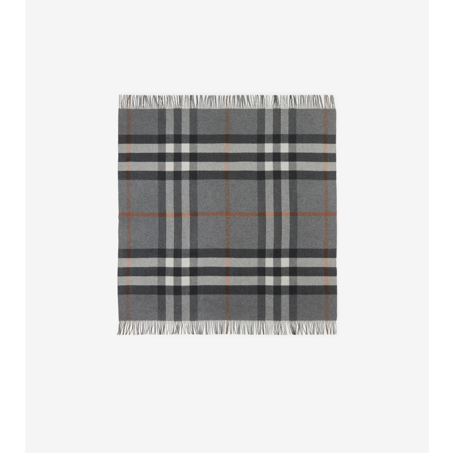 Exaggerated Check Cashmere Blanket in Grey Burberry Official