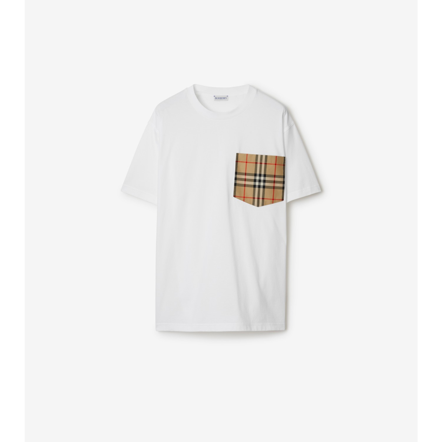 Check Pocket Cotton T shirt in White Women Burberry Official