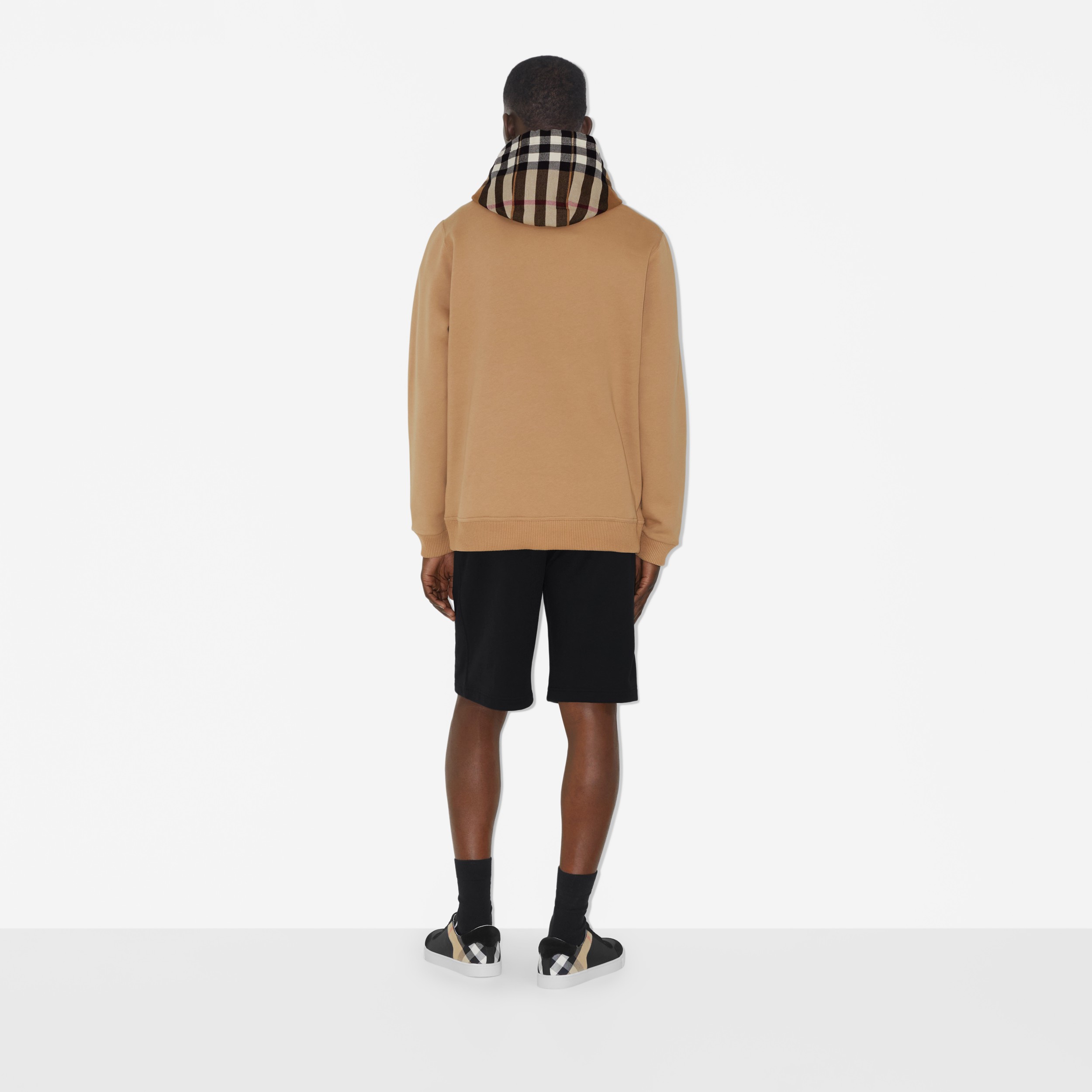 Check Hood Hoodie in Camel Men Burberry® Official