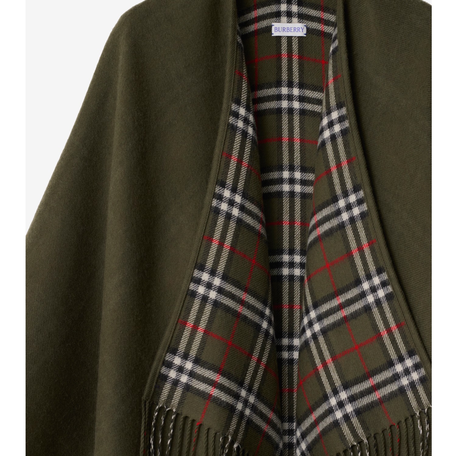 Reversible Check Wool Cape