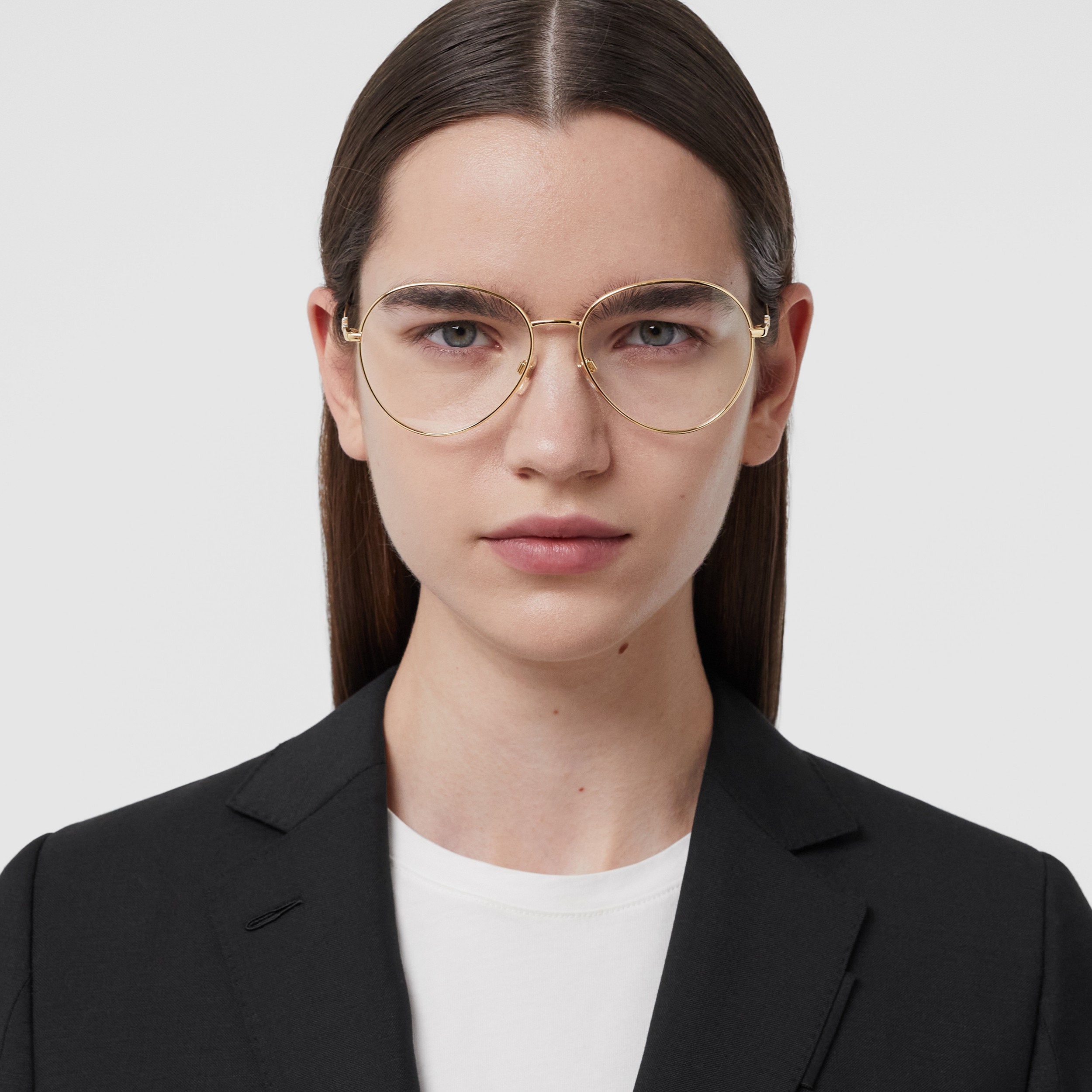 Nickelbrille mit Streifendetail (Schwarz) - Damen | Burberry® - 3