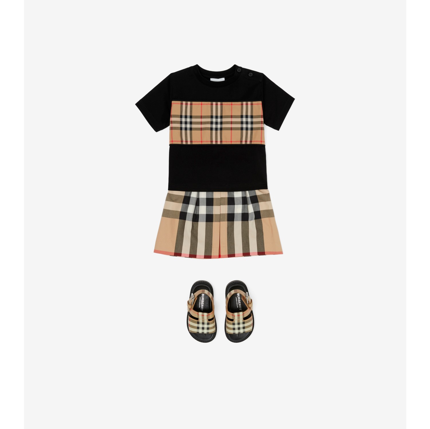 ヴィンテージチェックパネル コットンTシャツ (ブラック) | Burberry