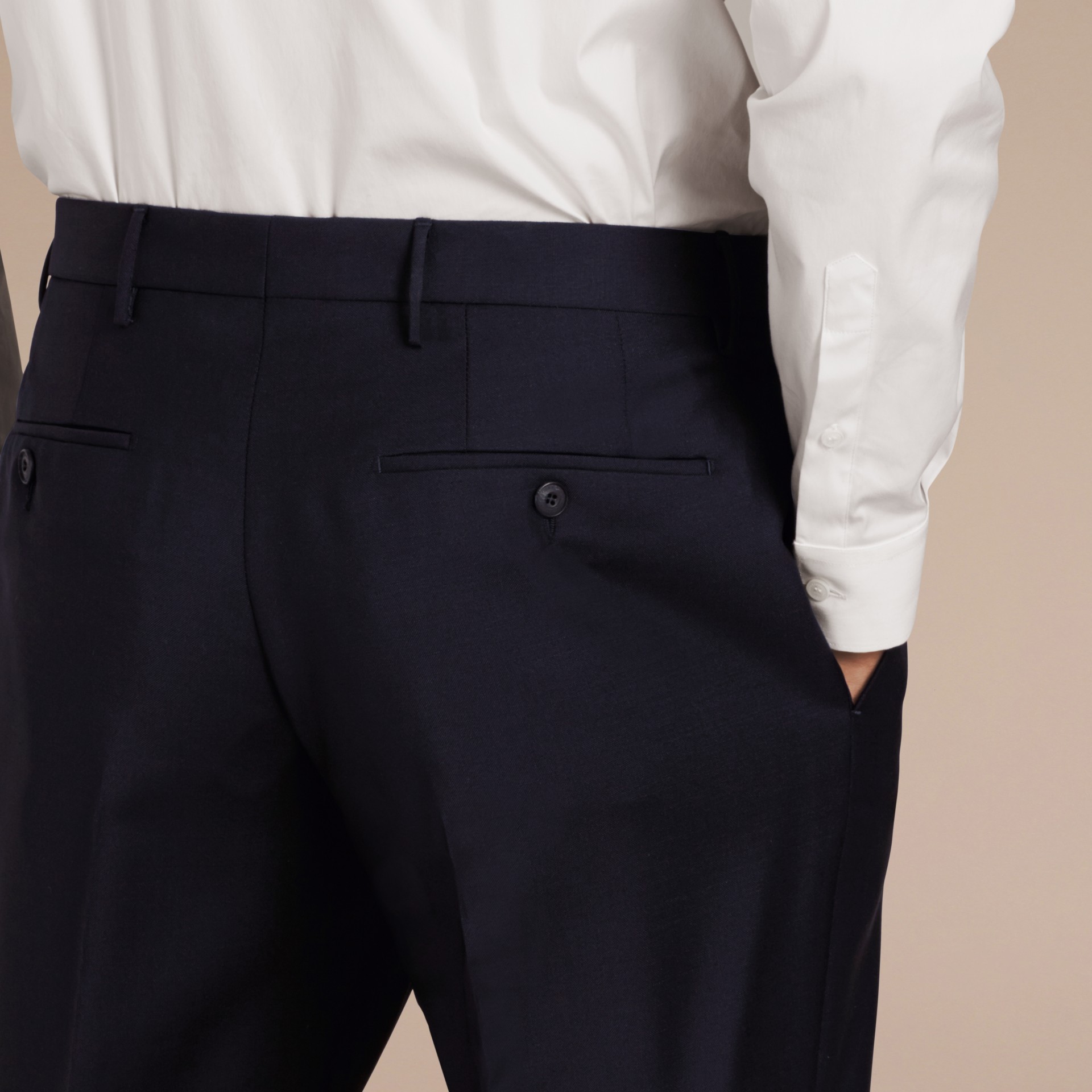 Modern Fit Wool Mohair Trousers in True Navy - Men | Burberry United States